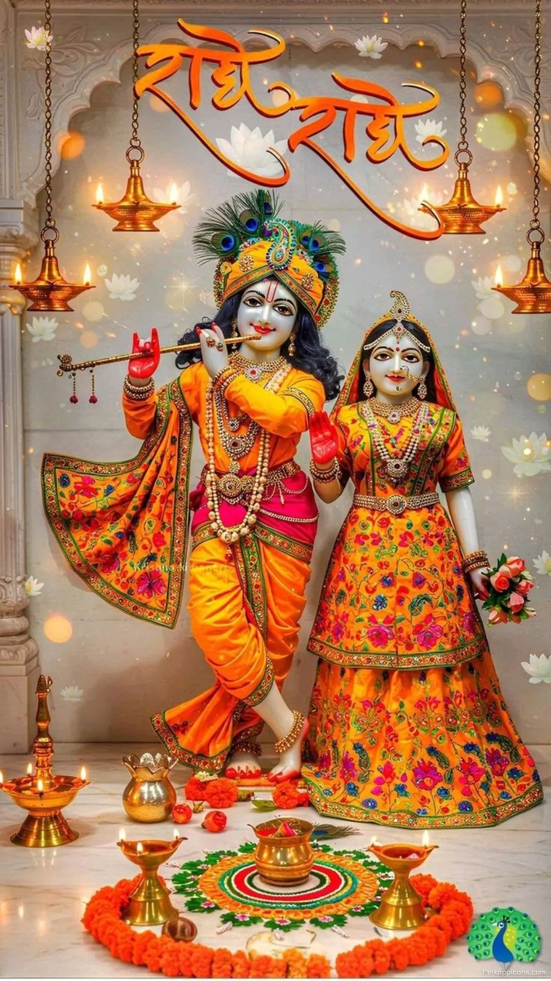 Radha Krishna HD Wallpapers Festive Orange Attire Phone Wallpaper Radha Krishna HD Wallpapers Festive Orange Attire Phone Wallpaper.