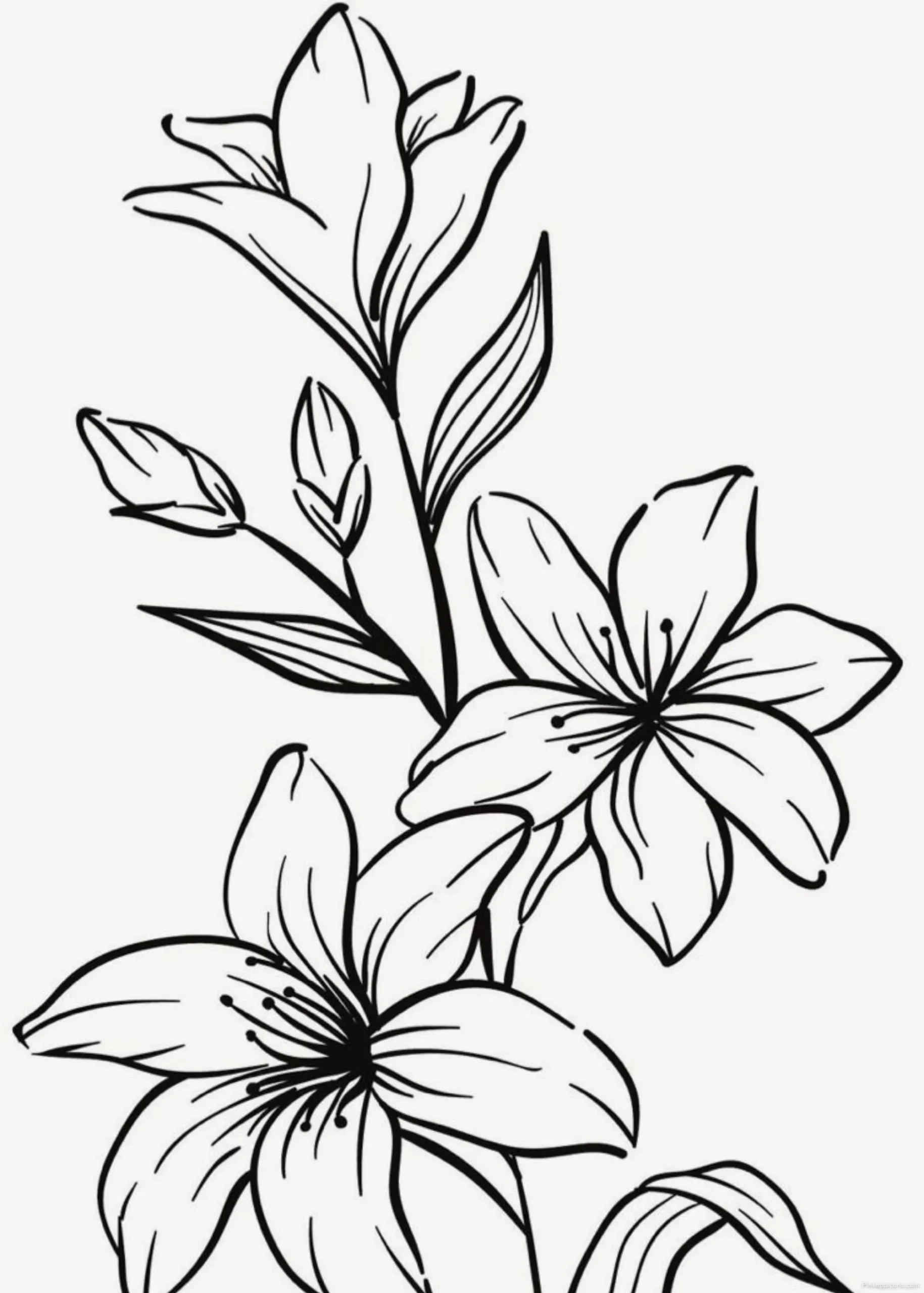 Realistic Black and White Lily Flowers Drawing scaled Realistic Black and White Lily Flowers Drawing