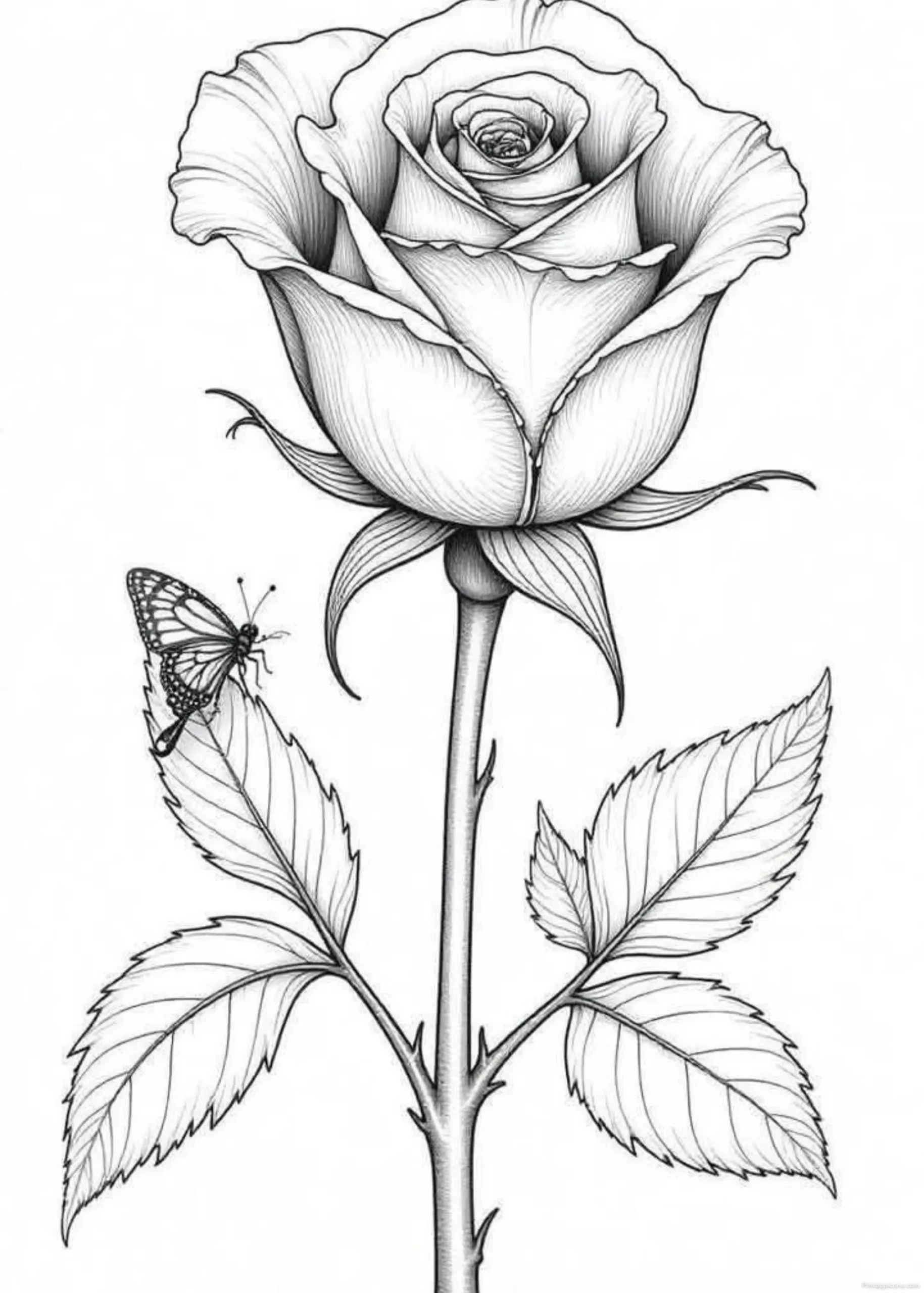 Realistic Rose Flowers Drawing Ideas with Butterfly scaled Realistic Rose Flowers Drawing Ideas with Butterfly