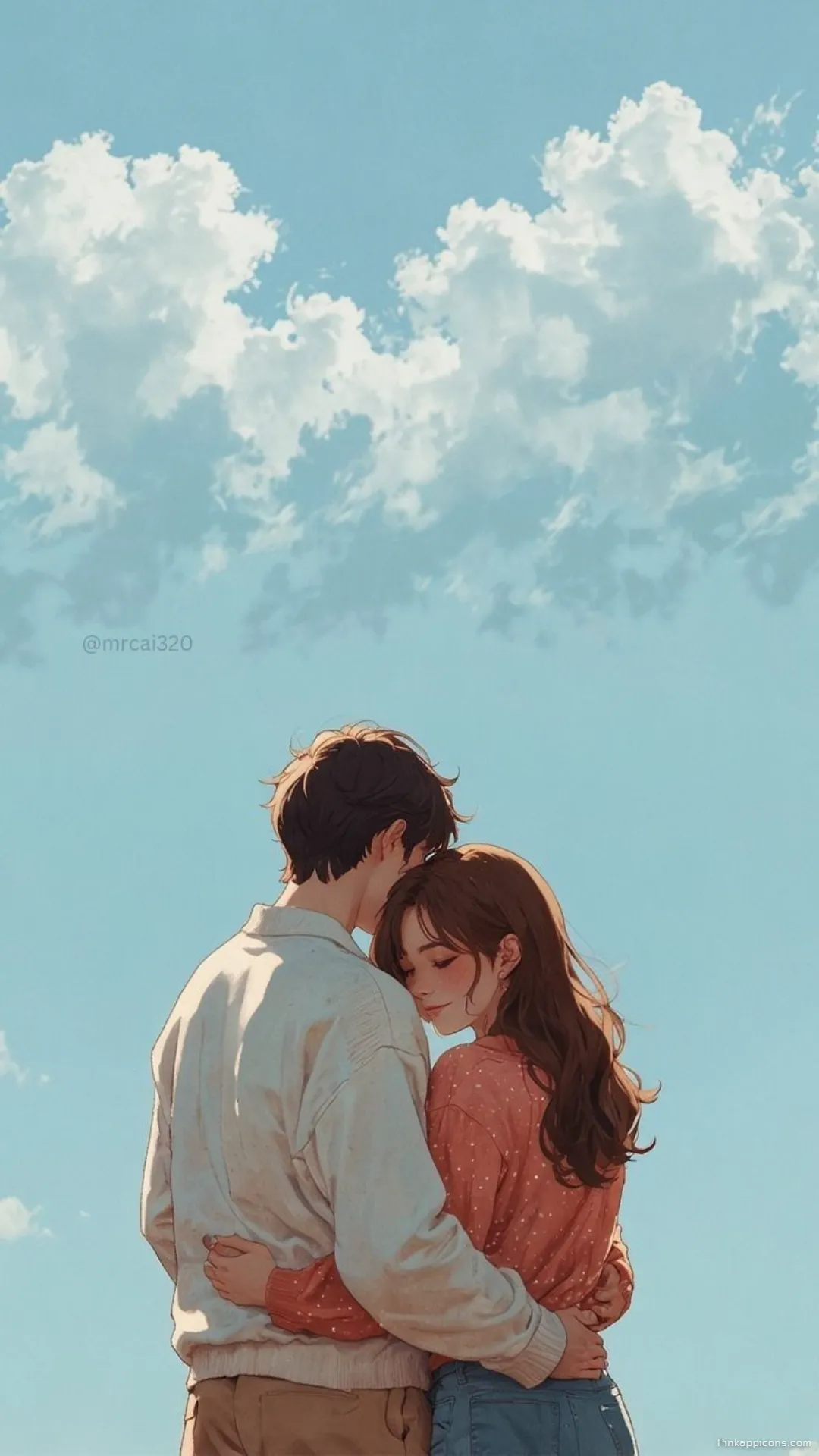 Romantic Love Wallpaper for Phone – Cute Couple Under Blue Sky Romantic Love Wallpaper for Phone – Cute Couple Under Blue Sky