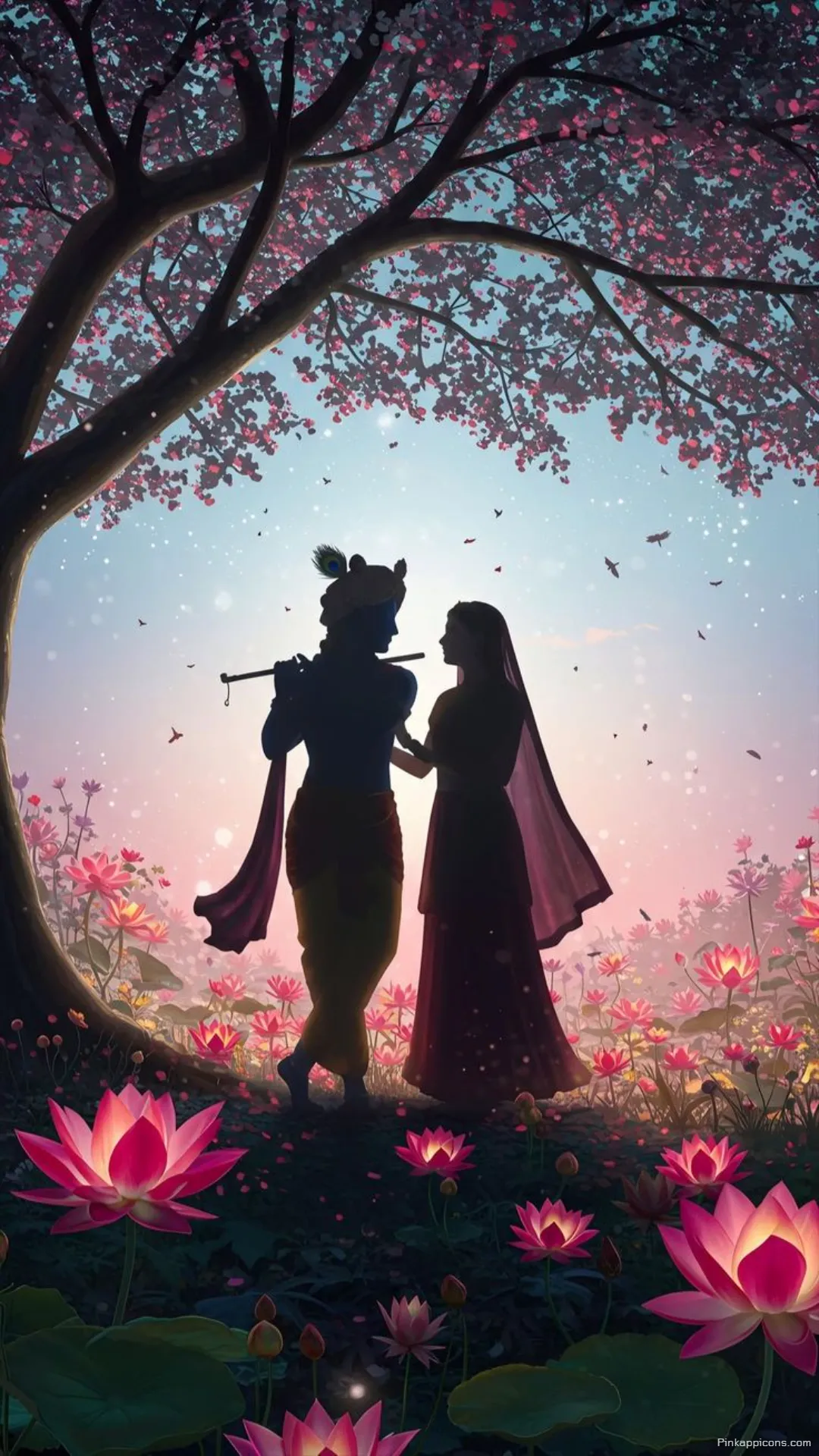 Romantic Silhouette in a Lotus Garden Radha Krishna HD Wallpapers Romantic Silhouette in a Lotus Garden Radha Krishna HD Wallpapers.