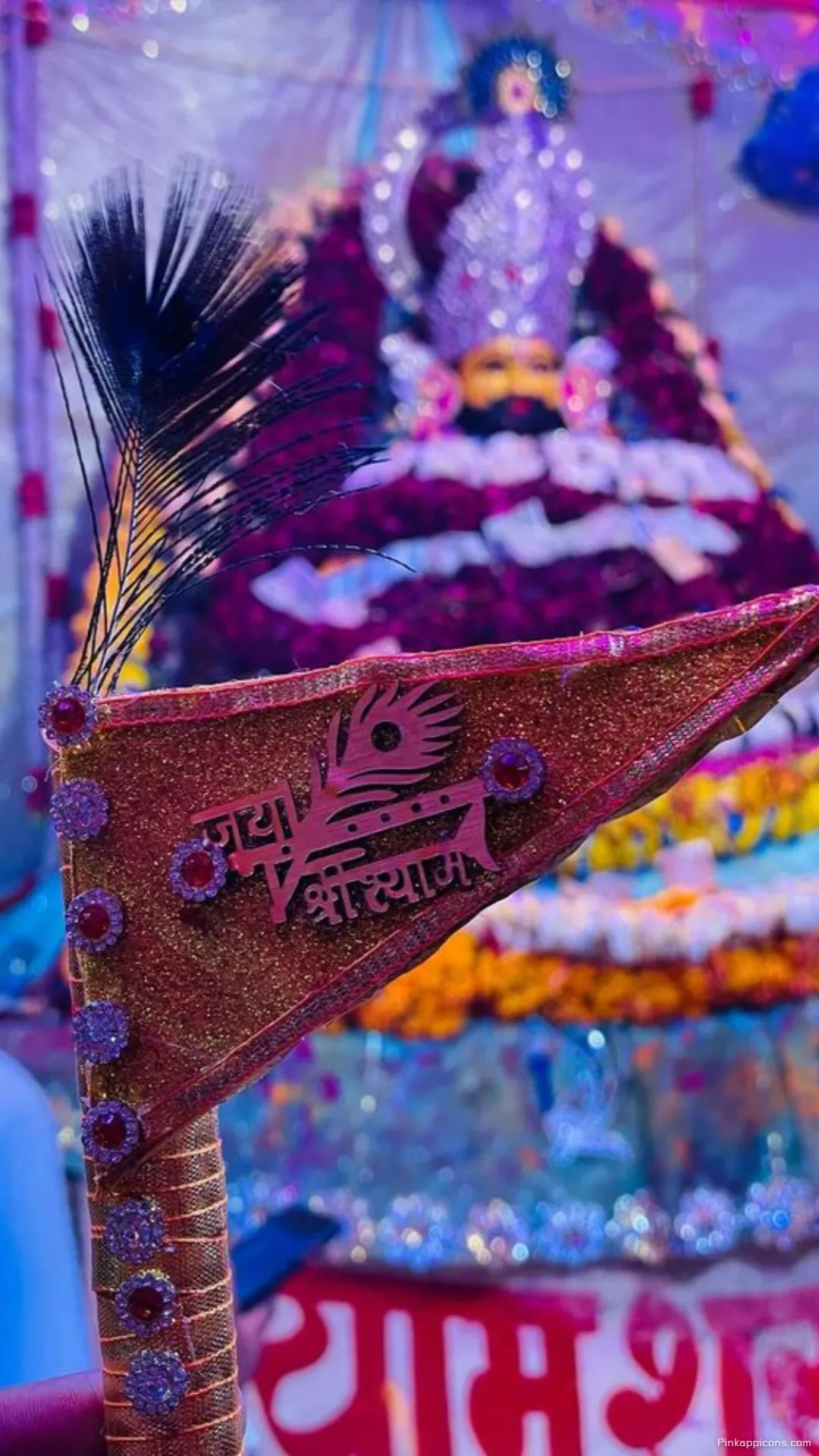 Sacred Banner Embellished Jai Shree Shyam Flag Inspiring Khatushyam Ji Wallpaper for Phones Sacred Banner Embellished Jai Shree Shyam Flag, Inspiring Khatushyam Ji Wallpaper for Phones