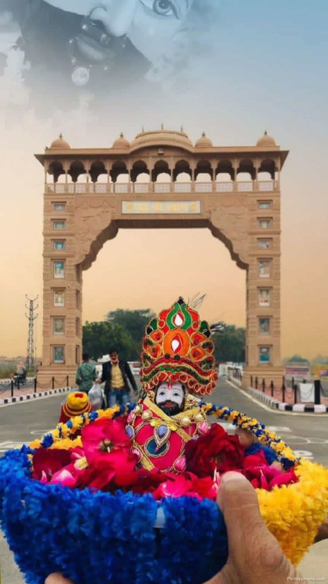 Sacred Journey Iconic Arch Deity in Bloom Inspiring Khatushyam Ji Wallpaper for Your Phone Sacred Journey Iconic Arch, Deity in Bloom, Inspiring Khatushyam Ji Wallpaper for Your Phone