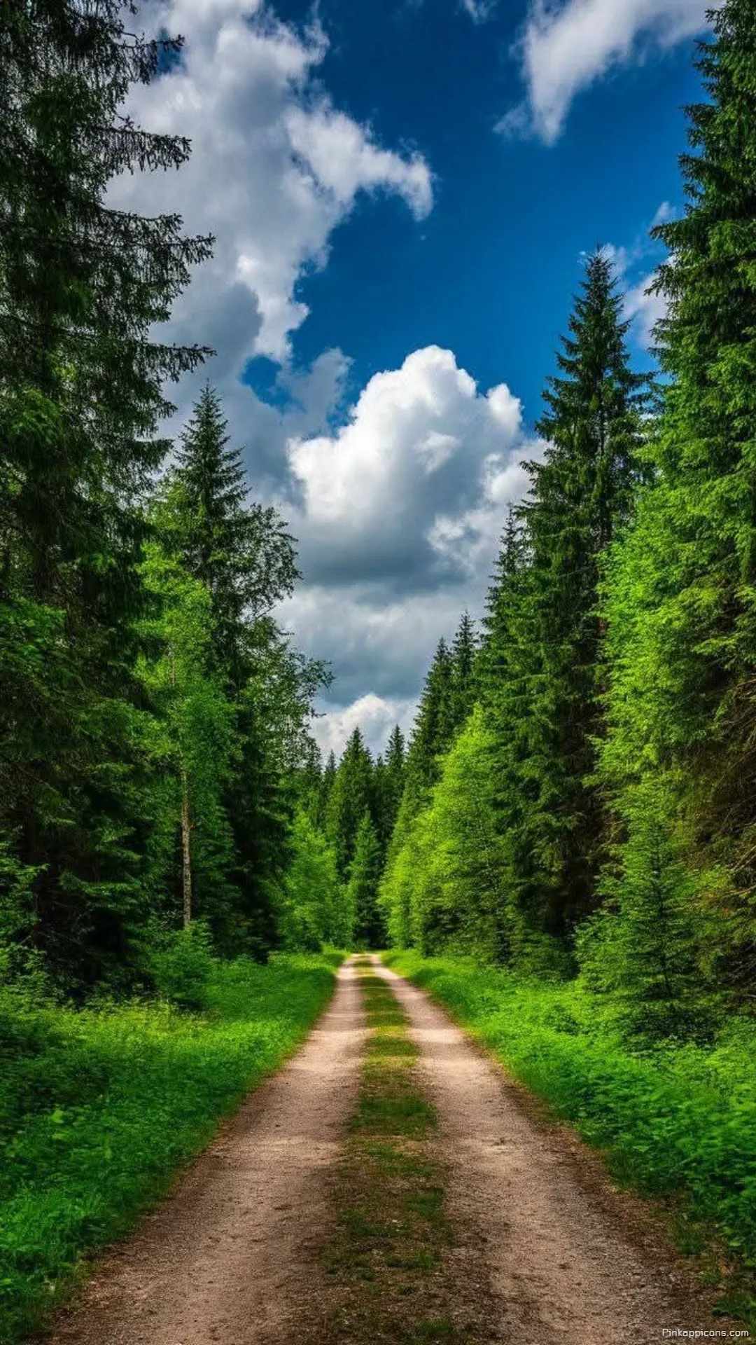 Scenic Dirt Road Leading Through a Dense Forest Wallpaper for Phones Scenic Dirt Road Leading Through a Dense Forest Wallpaper for Phones