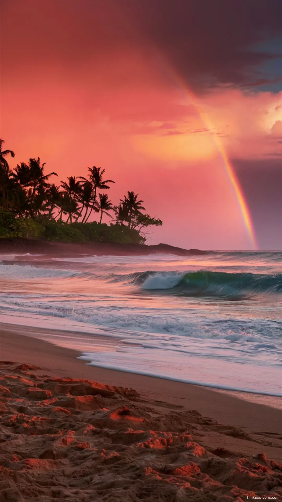 Scenic Ocean Sunset Wallpaper with Waves Scenic Ocean Sunset Wallpaper with Waves