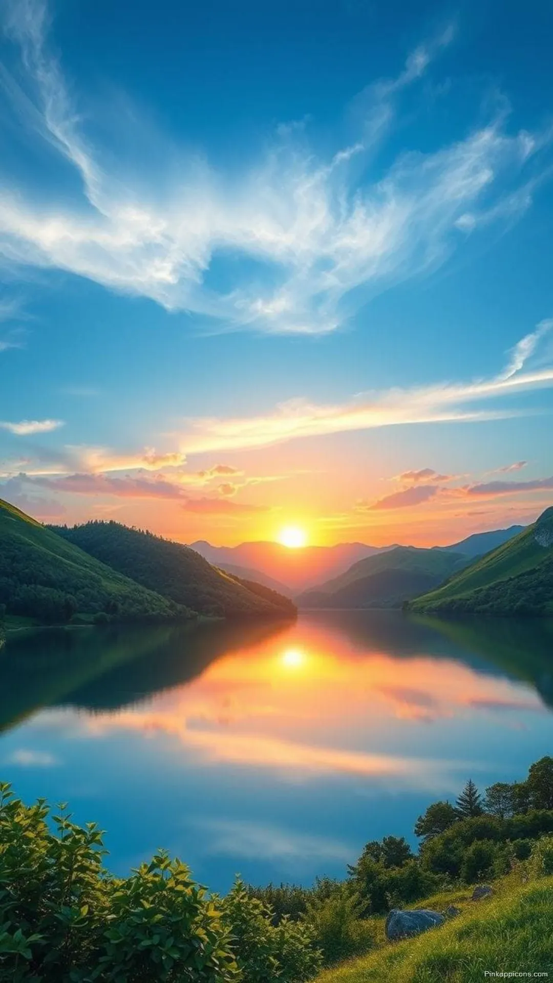 Serene Lakeside Sunset Wallpaper for Phones Serene Lakeside Sunset Wallpaper for Phones