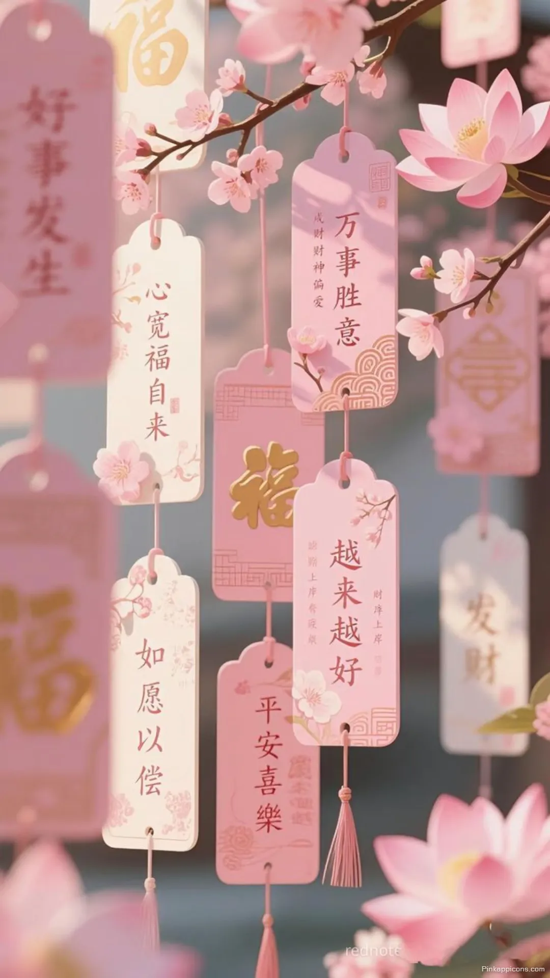 Serene Pink Blessings Tokyo Wallpaper Cherry Blossoms and Good Luck Charms Wallpaper Serene Pink Blessings Tokyo Wallpaper Cherry Blossoms and Good Luck Charms Wallpaper