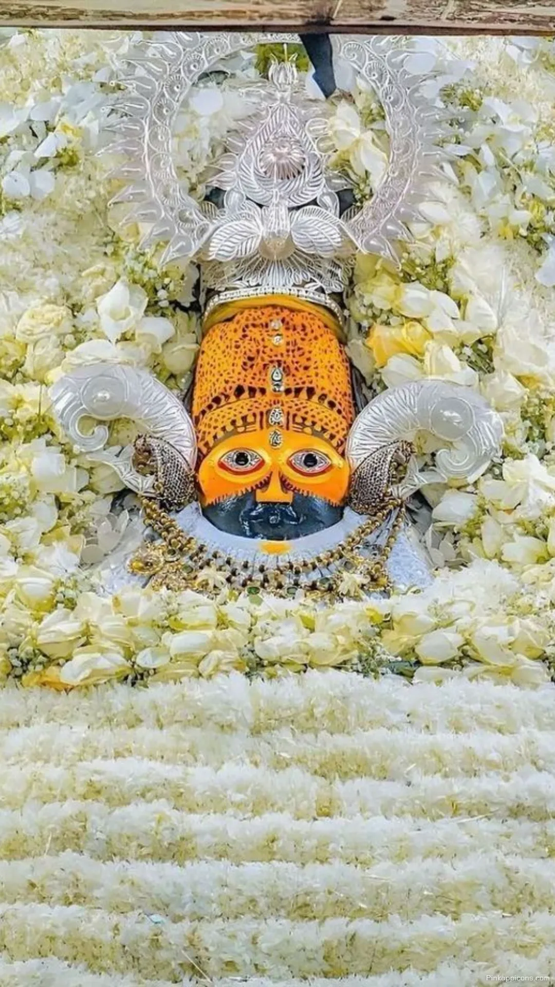Silver Crown Majesty Exquisite White Flower Adornments a Beautiful Khatushyam Ji Wallpaper for Phones Silver Crown Majesty Exquisite White Flower Adornments, a Beautiful Khatushyam Ji Wallpaper for Phones