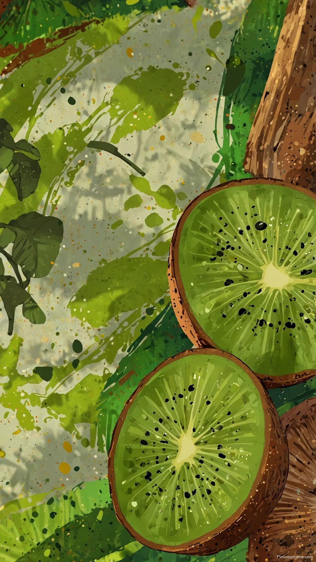 Simple Wallpaper Artistic Close Up of Sliced Kiwis and Green Splatter Simple Wallpaper Artistic Close-Up of Sliced Kiwis and Green Splatter