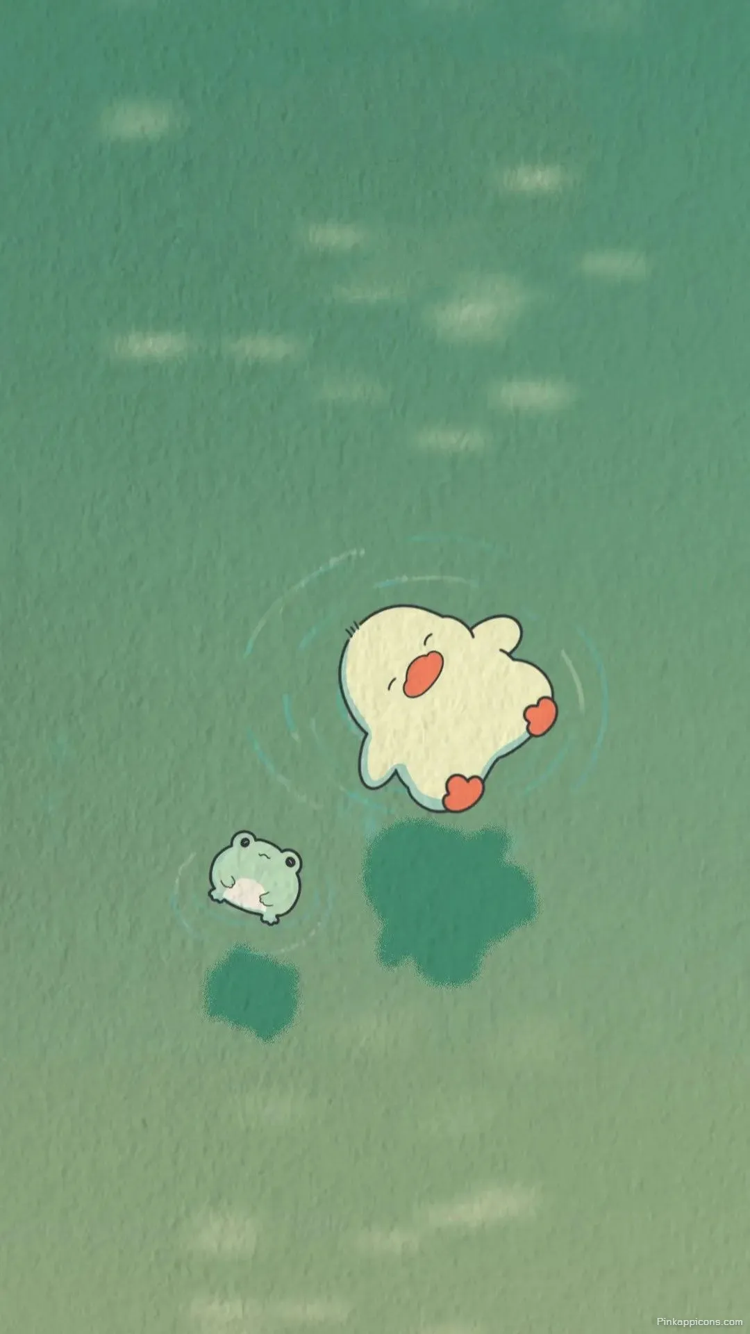 Simple Wallpaper Cute Animated Duck and Frog Floating on Water Phone Background Simple Wallpaper Cute Animated Duck and Frog Floating on Water Phone Background