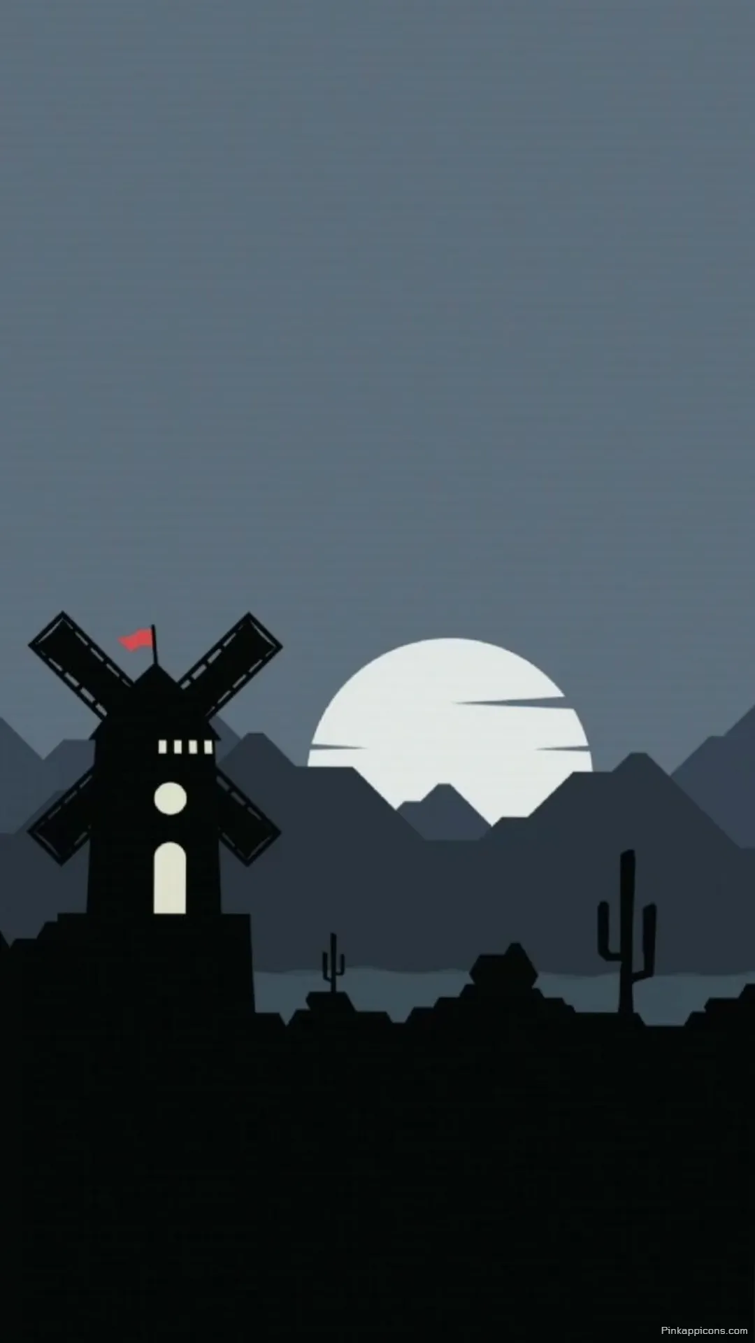 Simple Wallpaper HD Abstract Silhouetted Windmill and Cactus at Sunset Simple Wallpaper HD Abstract Silhouetted Windmill and Cactus at Sunset