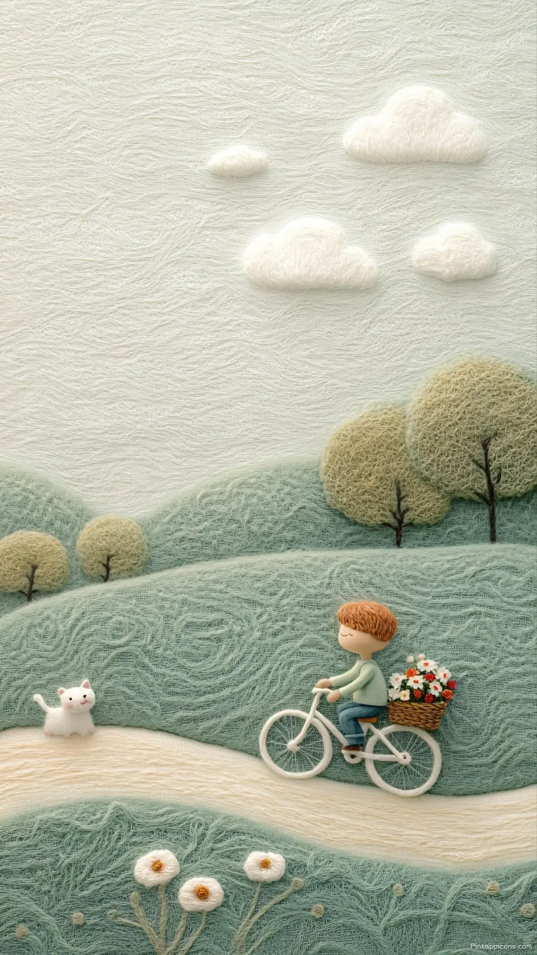 Simple Wallpaper HD Stunning 3D Felt Art Landscape with a Boy and Cat Simple Wallpaper HD Stunning 3D Felt Art Landscape with a Boy and Cat