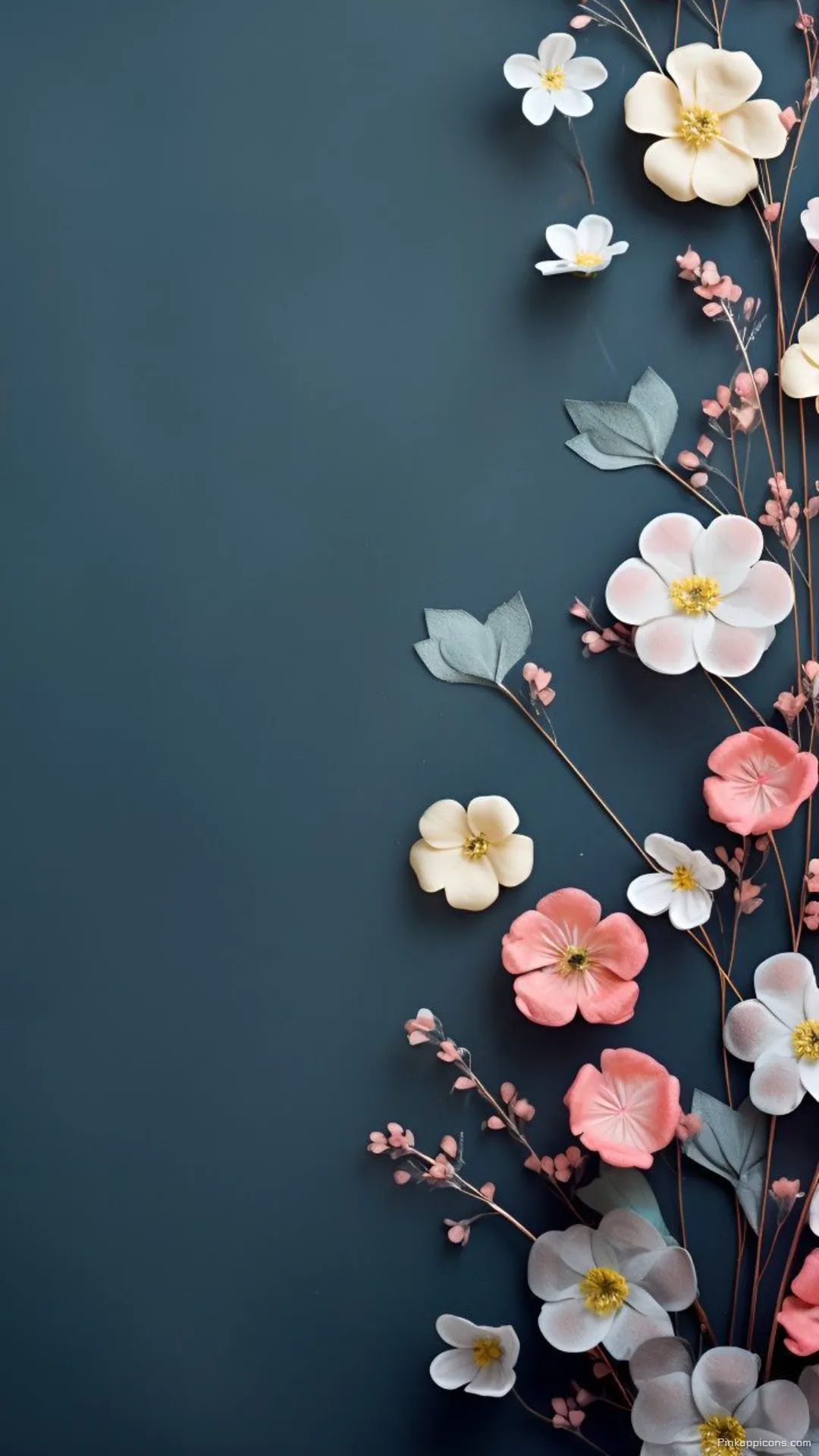 Simple Wallpaper HD Stunning Pink and White Flowers on a Dark Blue Background Simple Wallpaper HD Stunning Pink and White Flowers on a Dark Blue Background