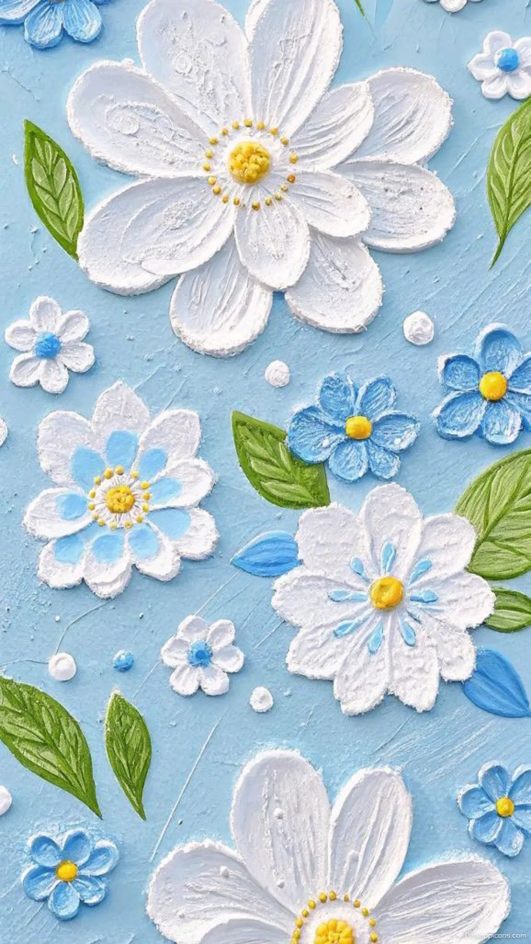 Simple Wallpaper Textured 3D White and Blue Flowers Phone Background Simple Wallpaper Textured 3D White and Blue Flowers Phone Background