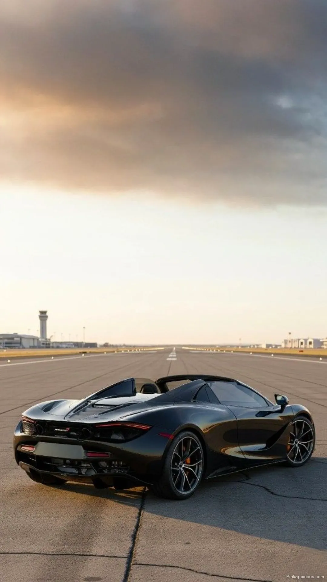 Sleek Black McLaren Wallpaper on Airport Runway Dynamic Sunset Sports Car Phone Background Sleek Black McLaren Wallpaper on Airport Runway – Dynamic Sunset Sports Car Phone Background