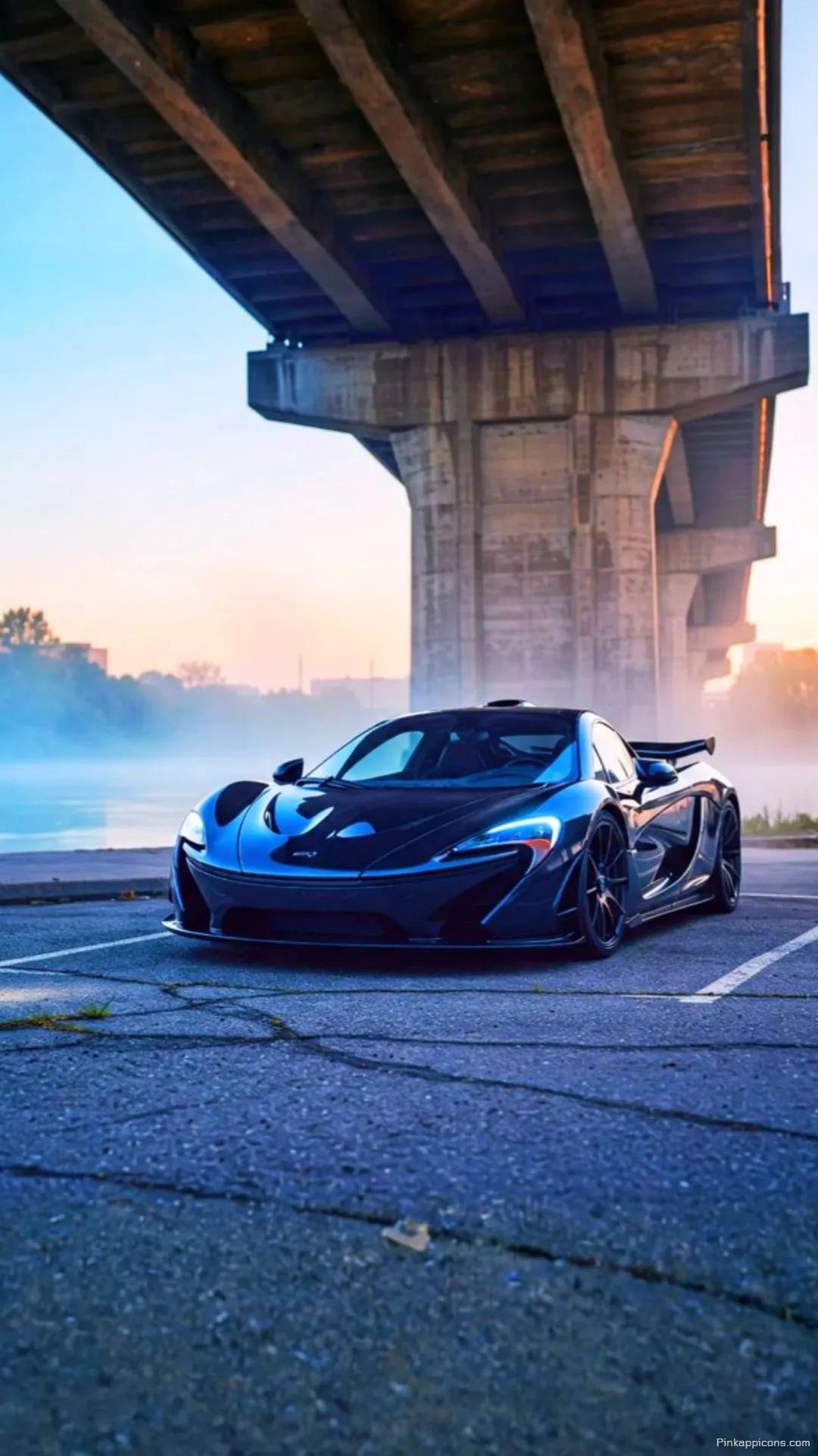 Sleek Blue McLaren Wallpaper Under Bridge Misty Riverside Sunset Phone Background Sleek Blue McLaren Wallpaper Under Bridge – Misty Riverside Sunset Phone Background