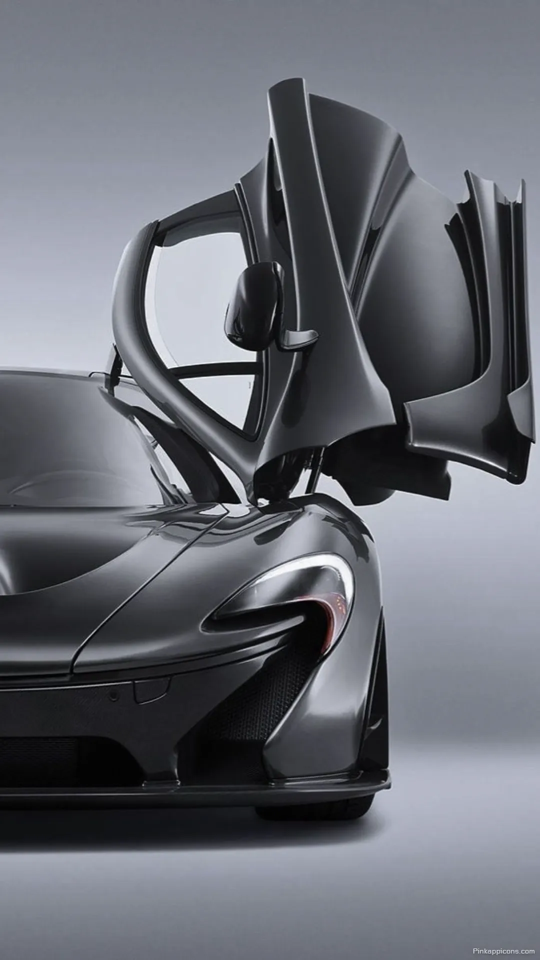 Sleek Dark Grey McLaren Wallpaper with Iconic Dihedral Doors for Phone Background Sleek Dark Grey McLaren Wallpaper with Iconic Dihedral Doors for Phone Background