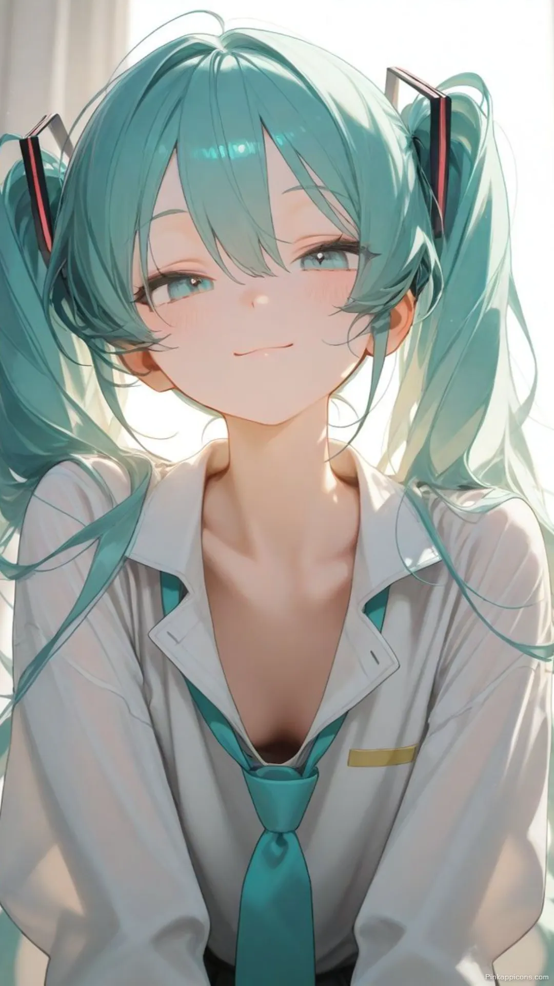 Smiling Miku Wallpaper Cute Hatsune Miku School Uniform Phone Background Smiling Miku Wallpaper Cute Hatsune Miku School Uniform Phone Background