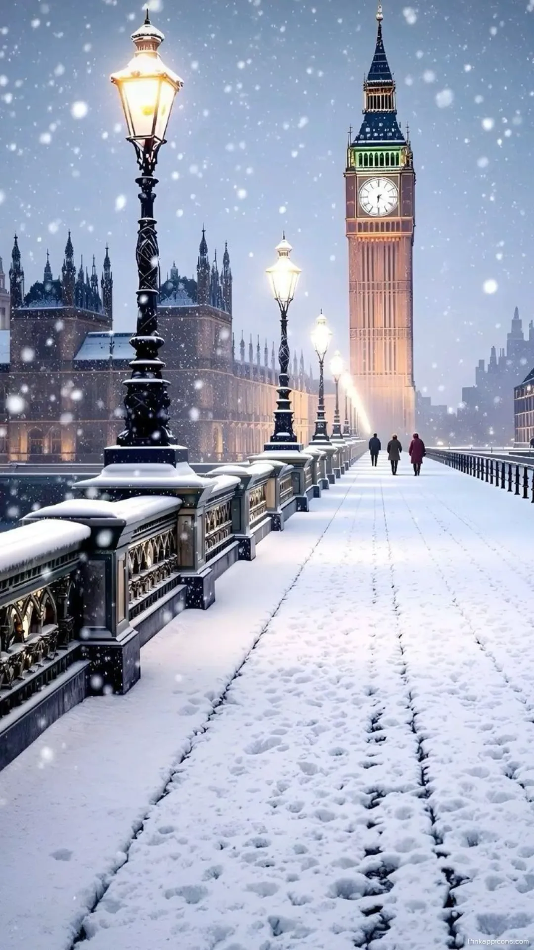 Snow Wallpaper A beautiful view of Londons Big Ben and a bridge on a snowy night perfect for your phone wallpaper Snow Wallpaper A beautiful view of London’s Big Ben and a bridge on a snowy night, perfect for your phone wallpaper