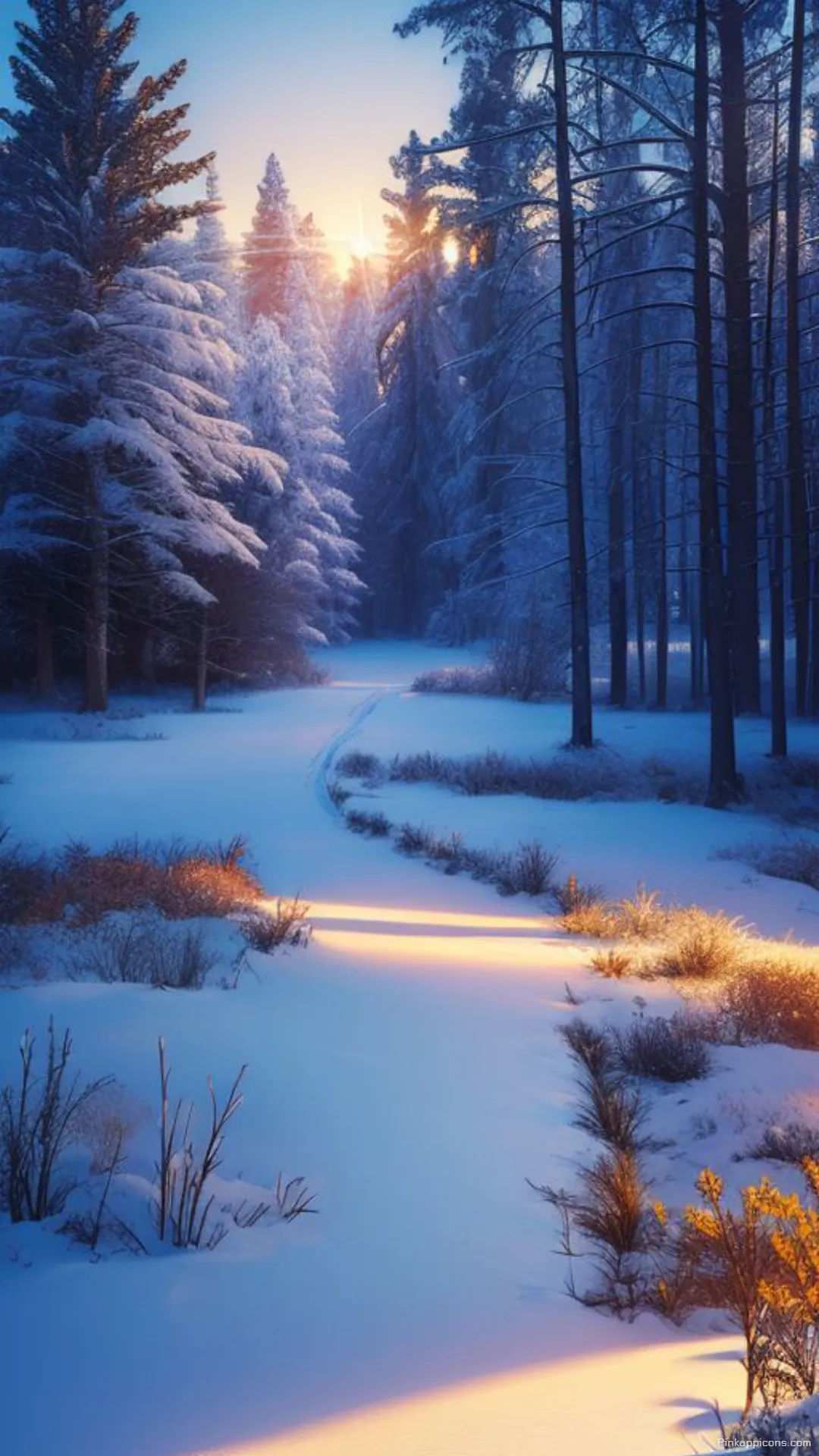 Snow Wallpaper A beautiful view of a bright winter forest with a sunlit path perfect for your phone wallpaper Snow Wallpaper A beautiful view of a bright winter forest with a sunlit path, perfect for your phone wallpaper.