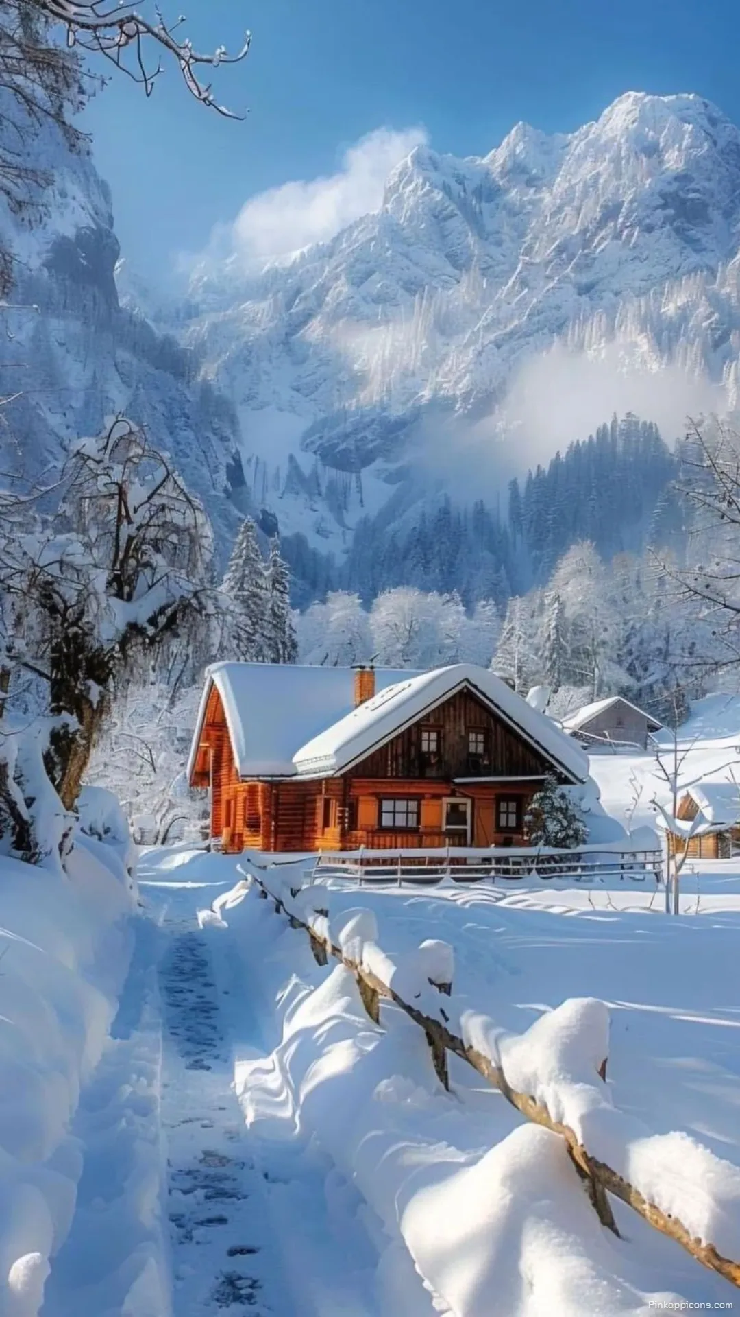Snow Wallpaper A beautiful view of a cozy cabin in a snowy landscape perfect for your phone wallpaper Snow Wallpaper A beautiful view of a cozy cabin in a snowy landscape, perfect for your phone wallpaper.