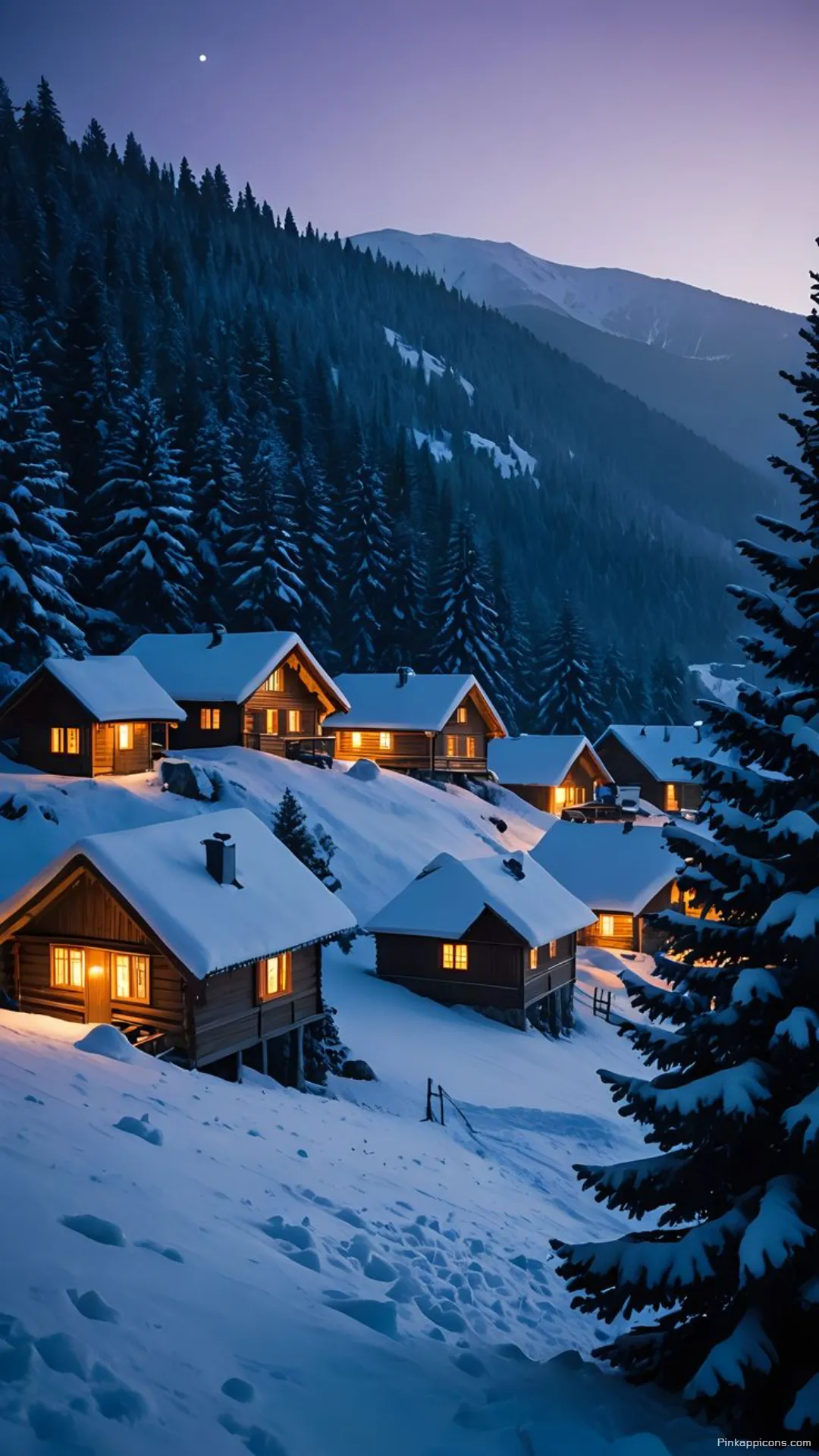 Snow Wallpaper A beautiful view of a cozy village in a snowy landscape at night perfect for your phone wallpaper Snow Wallpaper A beautiful view of a cozy village in a snowy landscape at night, perfect for your phone wallpaper.
