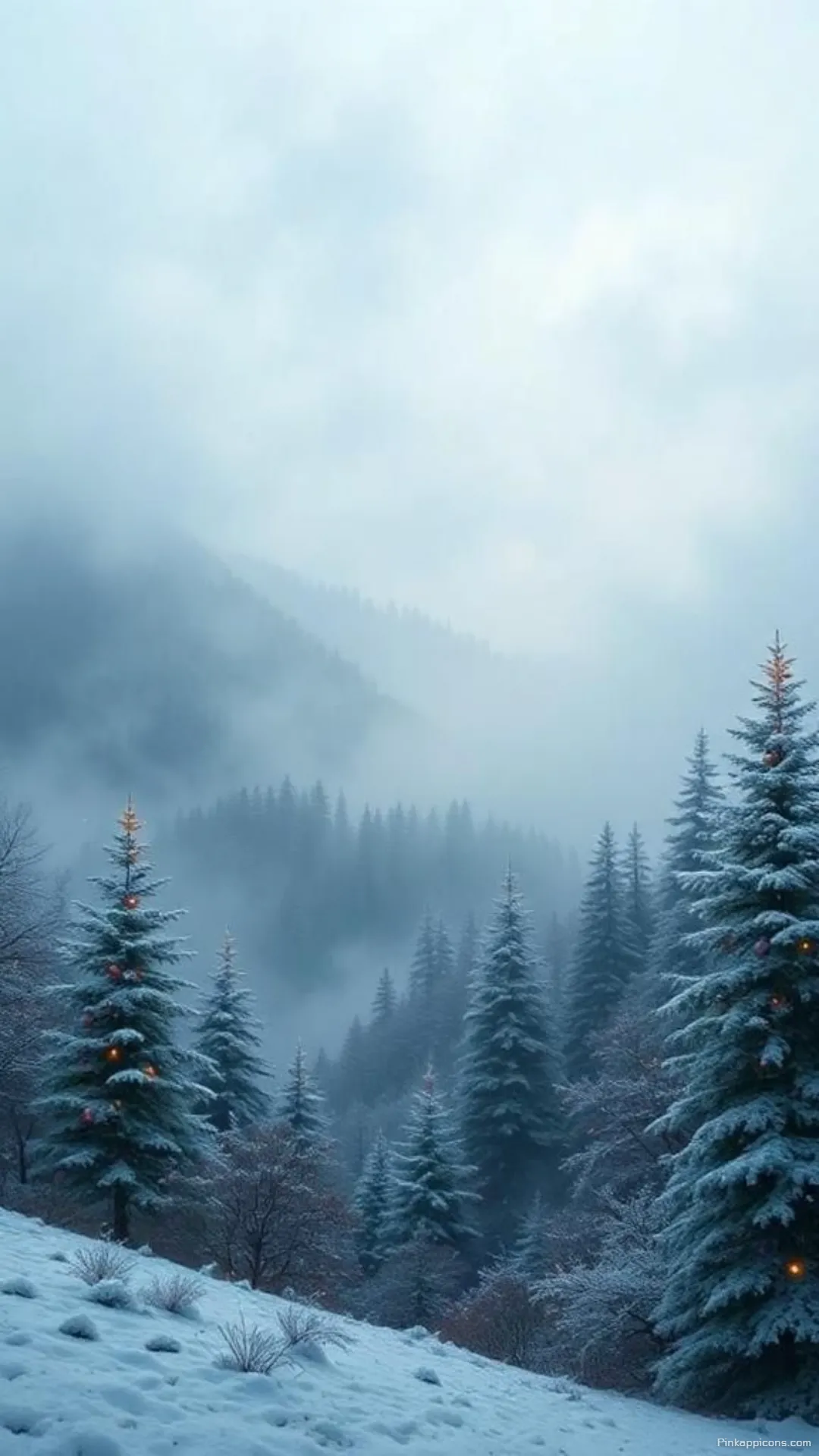Snow Wallpaper A beautiful view of a mysterious foggy winter forest perfect for your phone wallpaper Snow Wallpaper A beautiful view of a mysterious, foggy winter forest, perfect for your phone wallpaper.