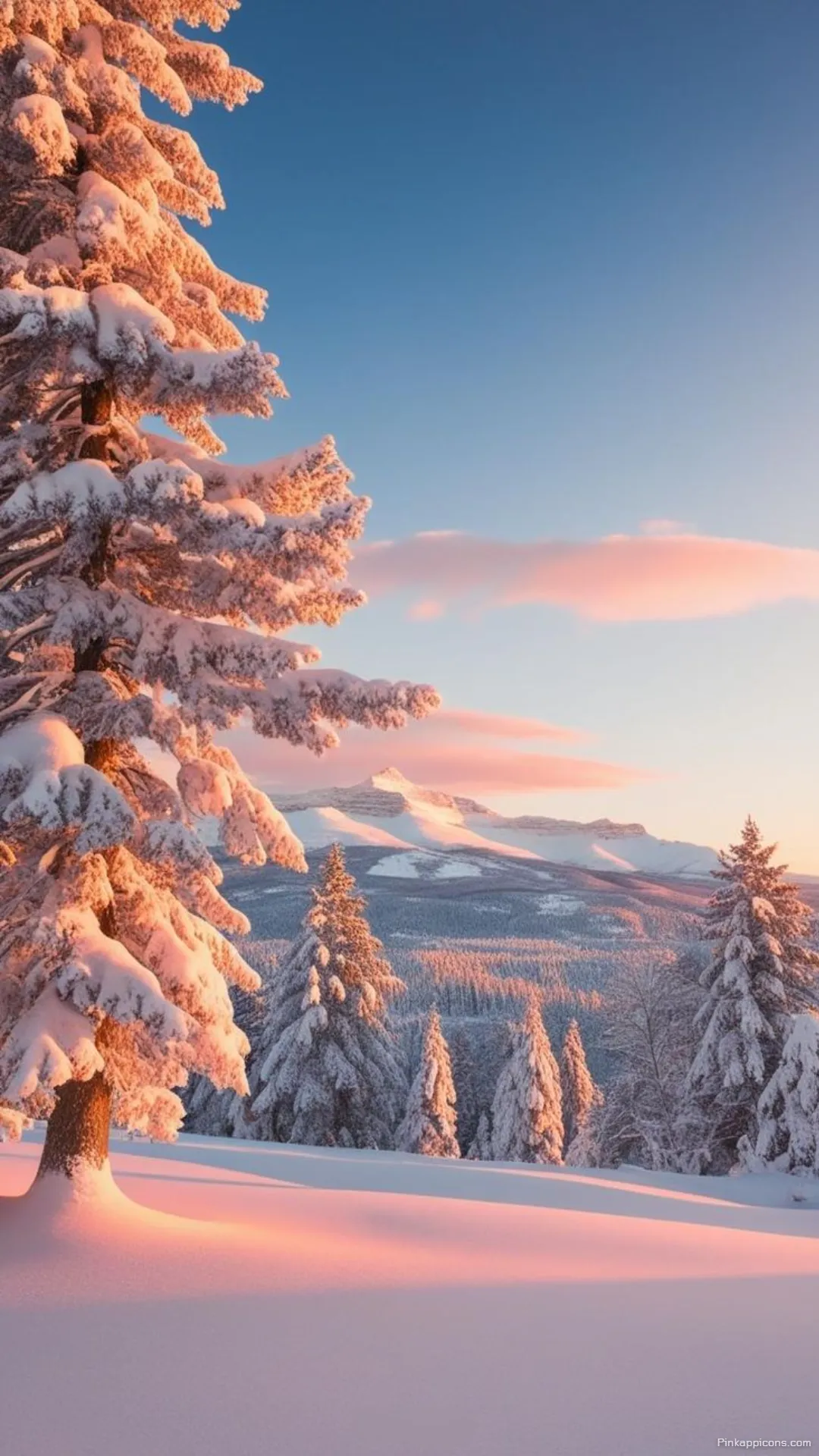 Snow Wallpaper A beautiful view of a winter landscape with snow covered trees and a bright sunset perfect for your phone wallpaper Snow Wallpaper A beautiful view of a winter landscape with snow-covered trees and a bright sunset, perfect for your phone wallpaper.