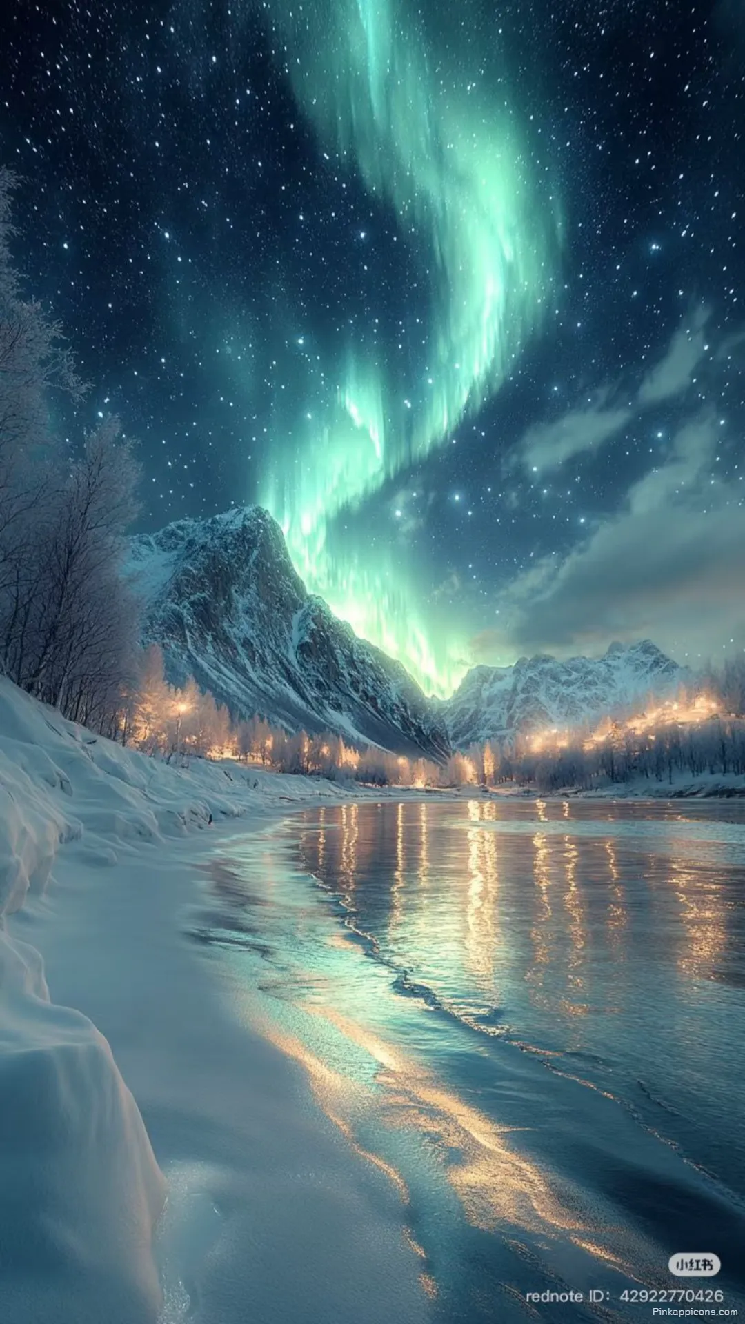 Snow Wallpaper A beautiful view of the Northern Lights over a snowy landscape perfect for your phone wallpaper Snow Wallpaper A beautiful view of the Northern Lights over a snowy landscape, perfect for your phone wallpaper.