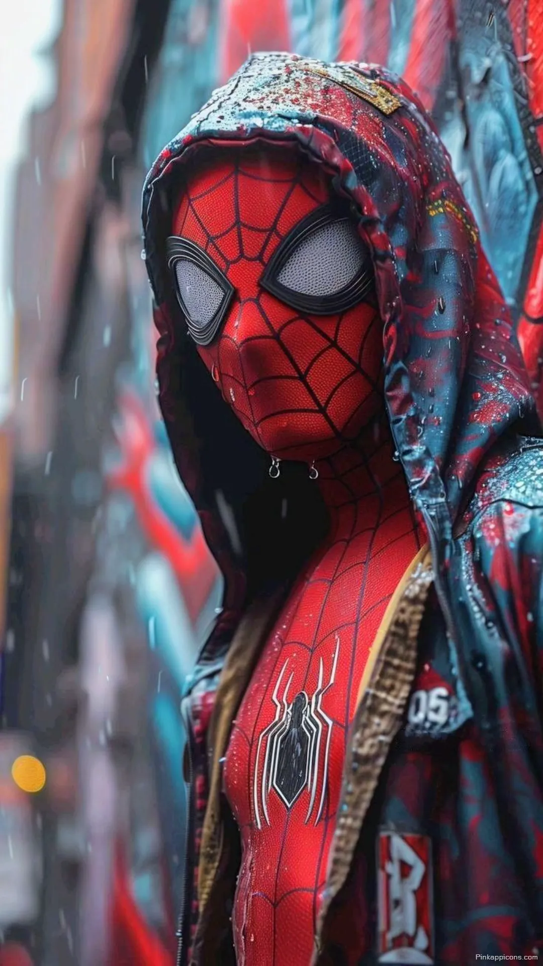 Street Style Spider Man with Hoodie Mobile Wallpaper Unique Raining Spiderman Background Street Style Spider-Man with Hoodie Mobile Wallpaper Unique Raining Spiderman Background.