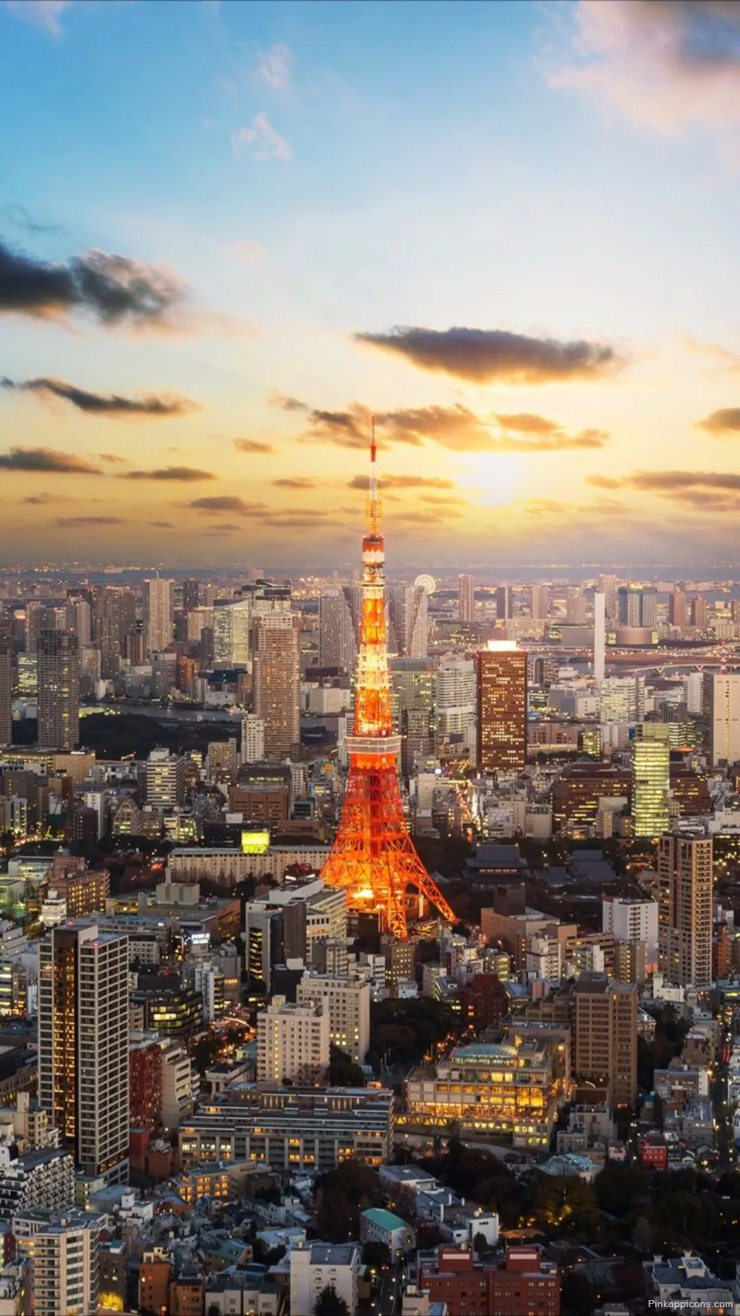 Stunning Aerial View Tokyo Wallpaper The Famous Orange Tower Against a Sunset Sky Stunning Aerial View Tokyo Wallpaper The Famous Orange Tower Against a Sunset Sky