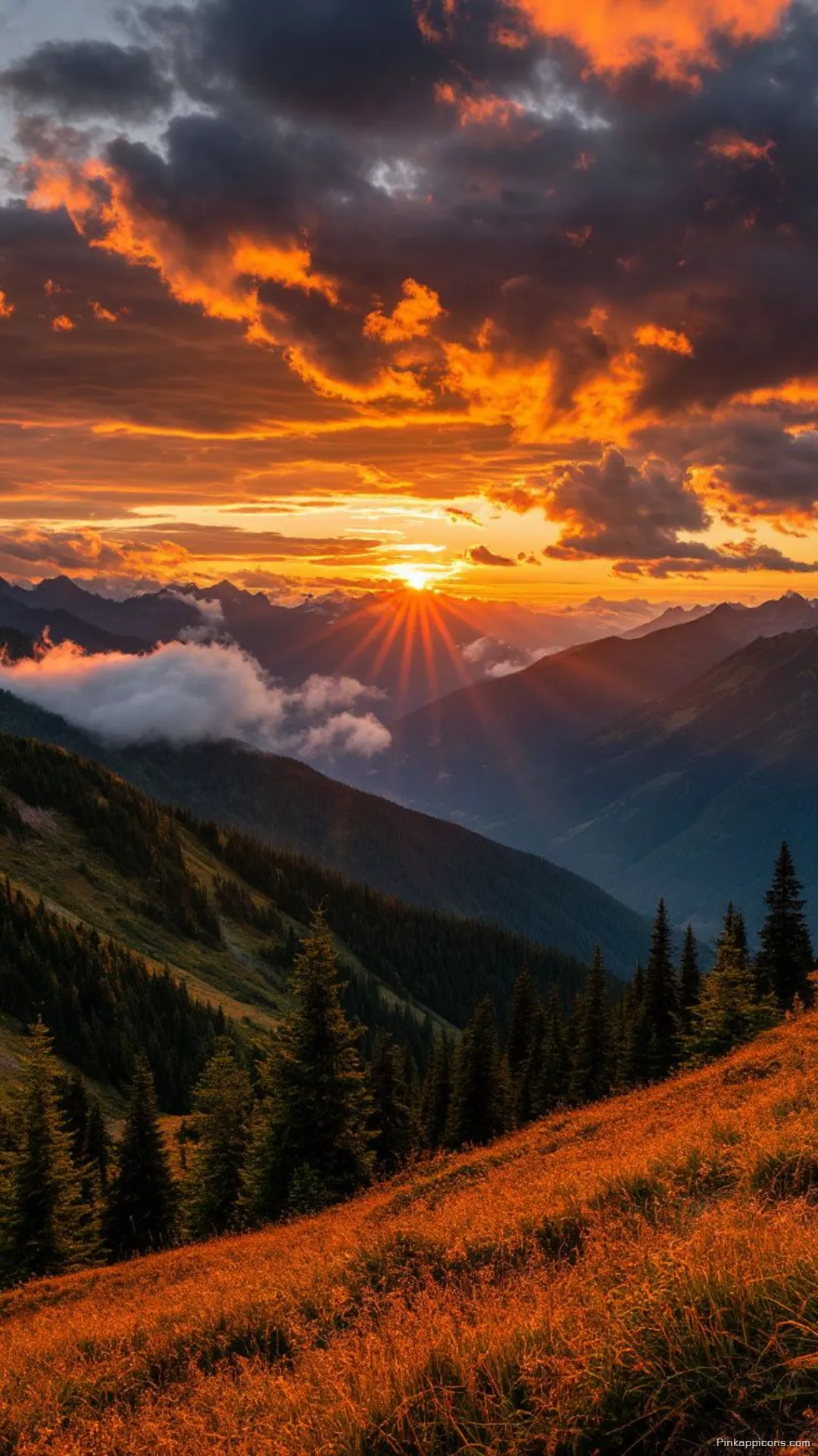 Stunning Mountain Valley Sunset Wallpaper Stunning Mountain Valley Sunset Wallpaper