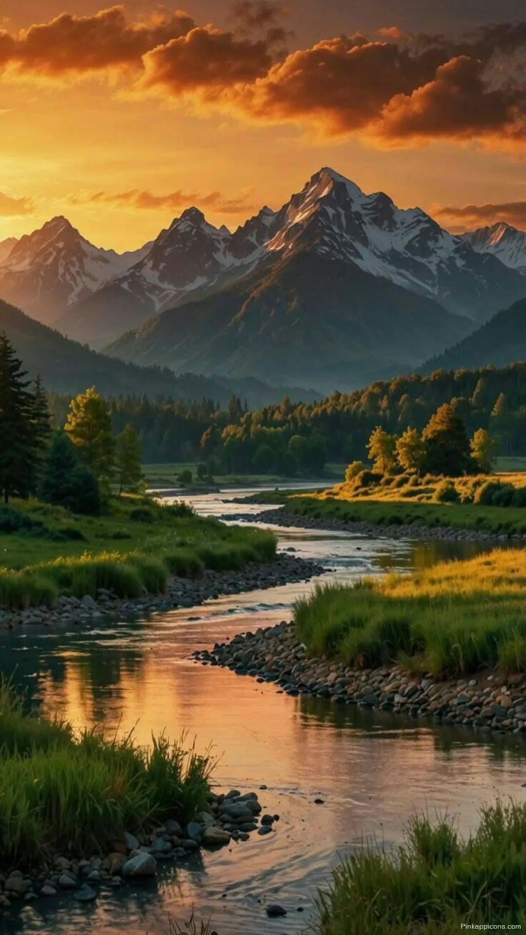 Sunset River Nature Wallpaper for Phone Mountain Landscape Sunset River Nature Wallpaper for Phone Mountain Landscape