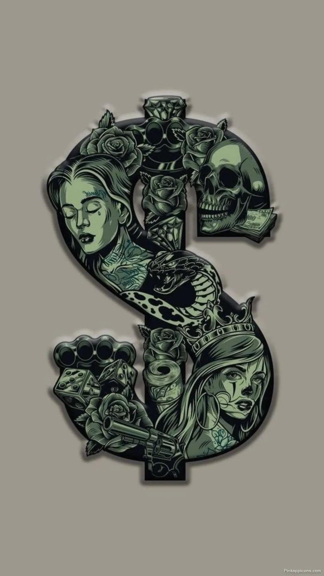 Tattoo Style Money Wallpaper for Phone Creative Dollar Sign Art Tattoo Style Money Wallpaper for Phone Creative Dollar Sign Art