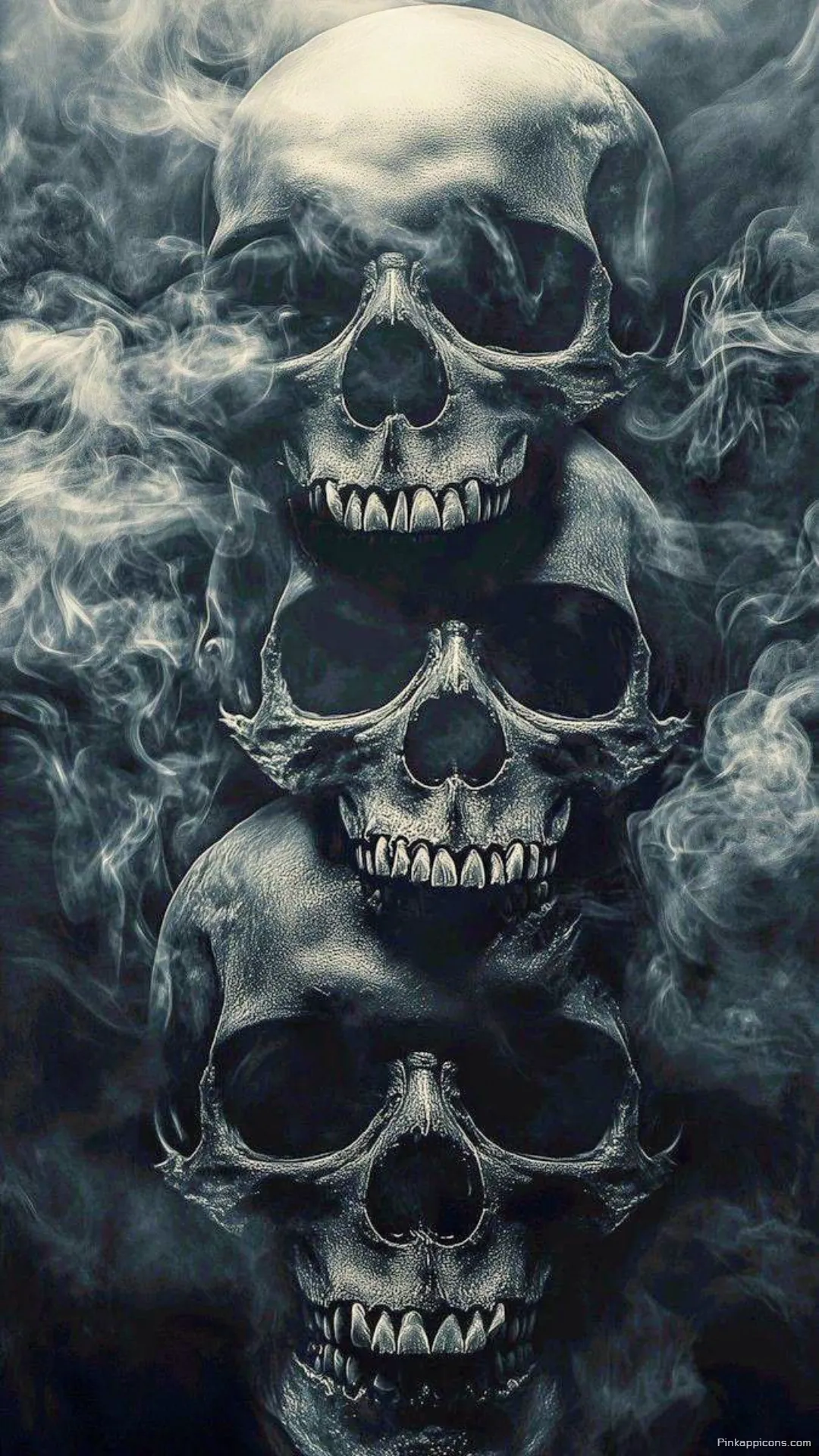 The Grin of Death A Skull Wallpaper of Skulls Piled High with an Ominous Glow The Grin of Death A Skull Wallpaper of Skulls Piled High with an Ominous Glow