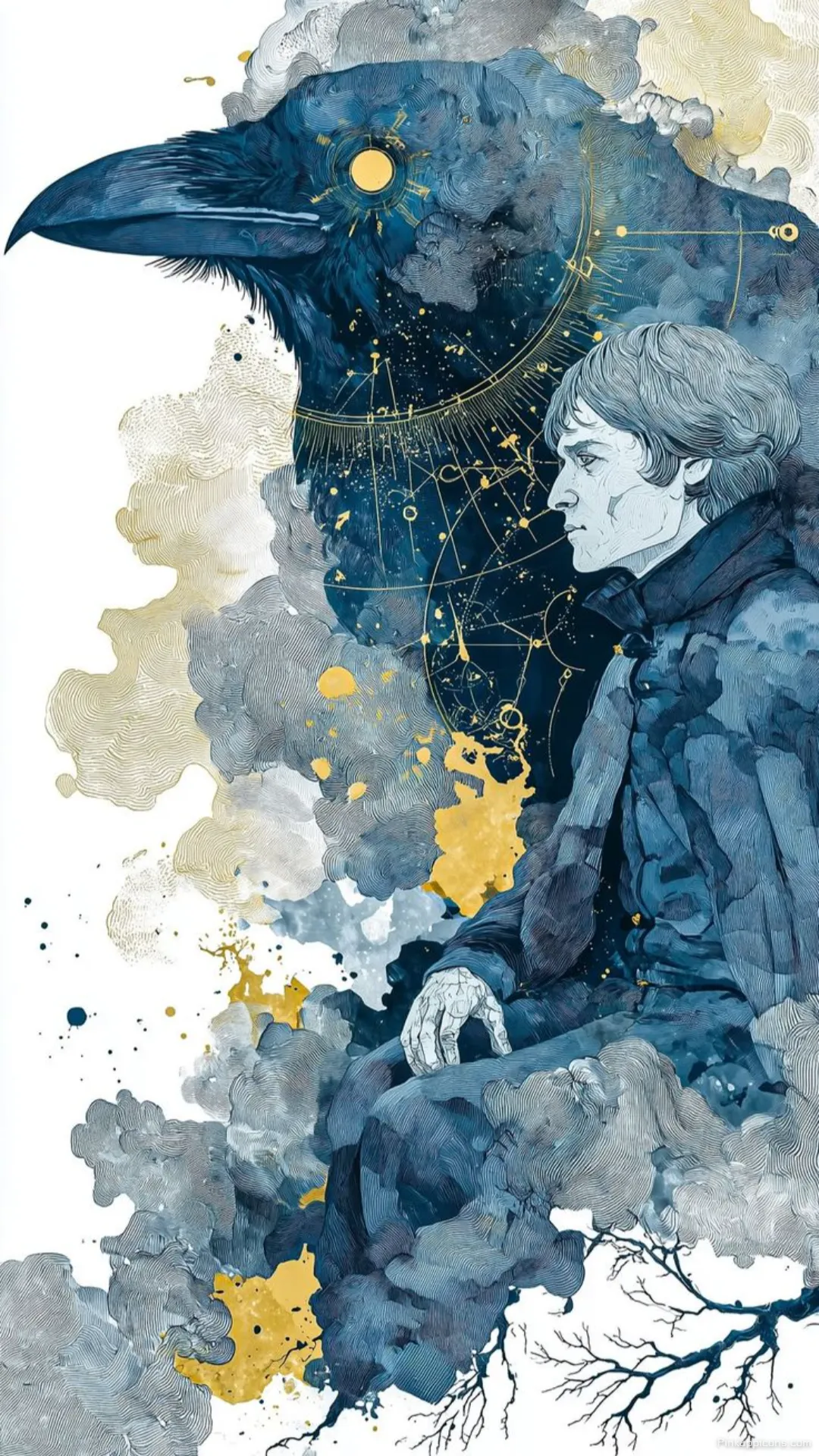 The Three Eyed Raven Celestial Blue Gold Game of Thrones HD Wallpaper The Three-Eyed Raven Celestial Blue & Gold Game of Thrones HD Wallpaper.