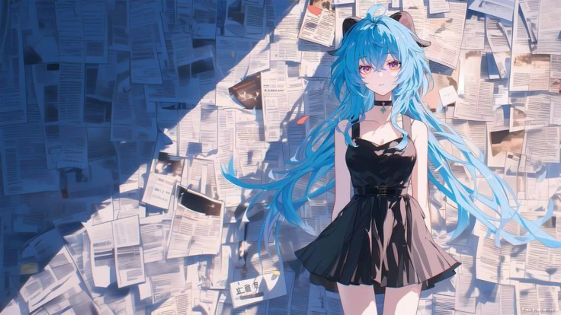 Unique Anime Wallpaper for Laptop Blue Haired Girl with Horns Documents Backdrop for Mobile Unique Anime Wallpaper for Laptop Blue-Haired Girl with Horns & Documents Backdrop for Mobile