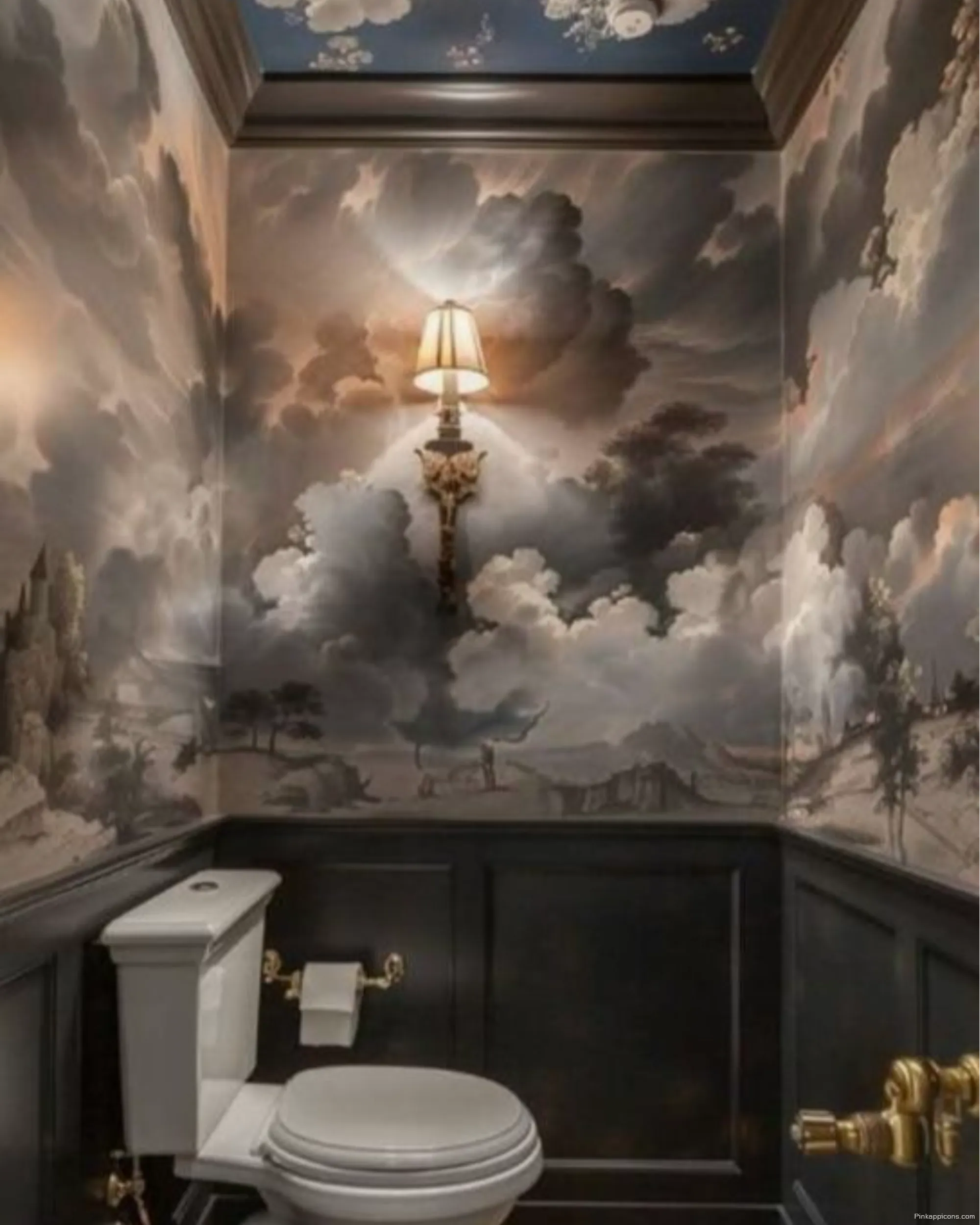 Unique Bathroom Wallpaper Ideas Atmospheric Landscape for a Powder Room Unique Bathroom Wallpaper Ideas Atmospheric Landscape for a Powder Room
