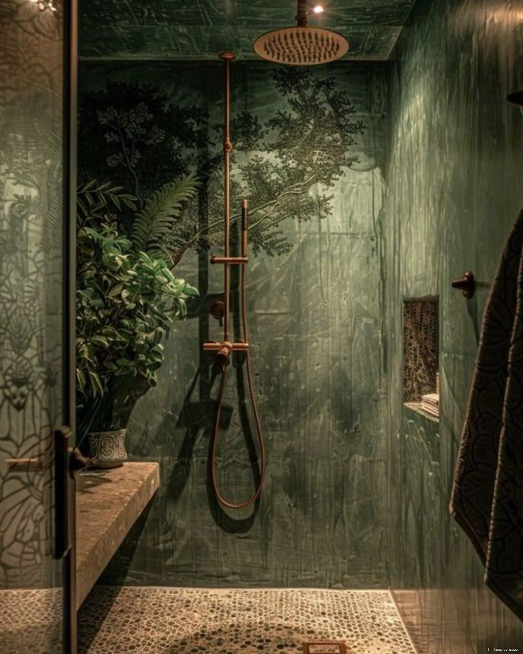 Unique Bathroom Wallpaper Ideas Green Tones and Botanical Theme Unique Bathroom Wallpaper Ideas Green Tones and Botanical Theme