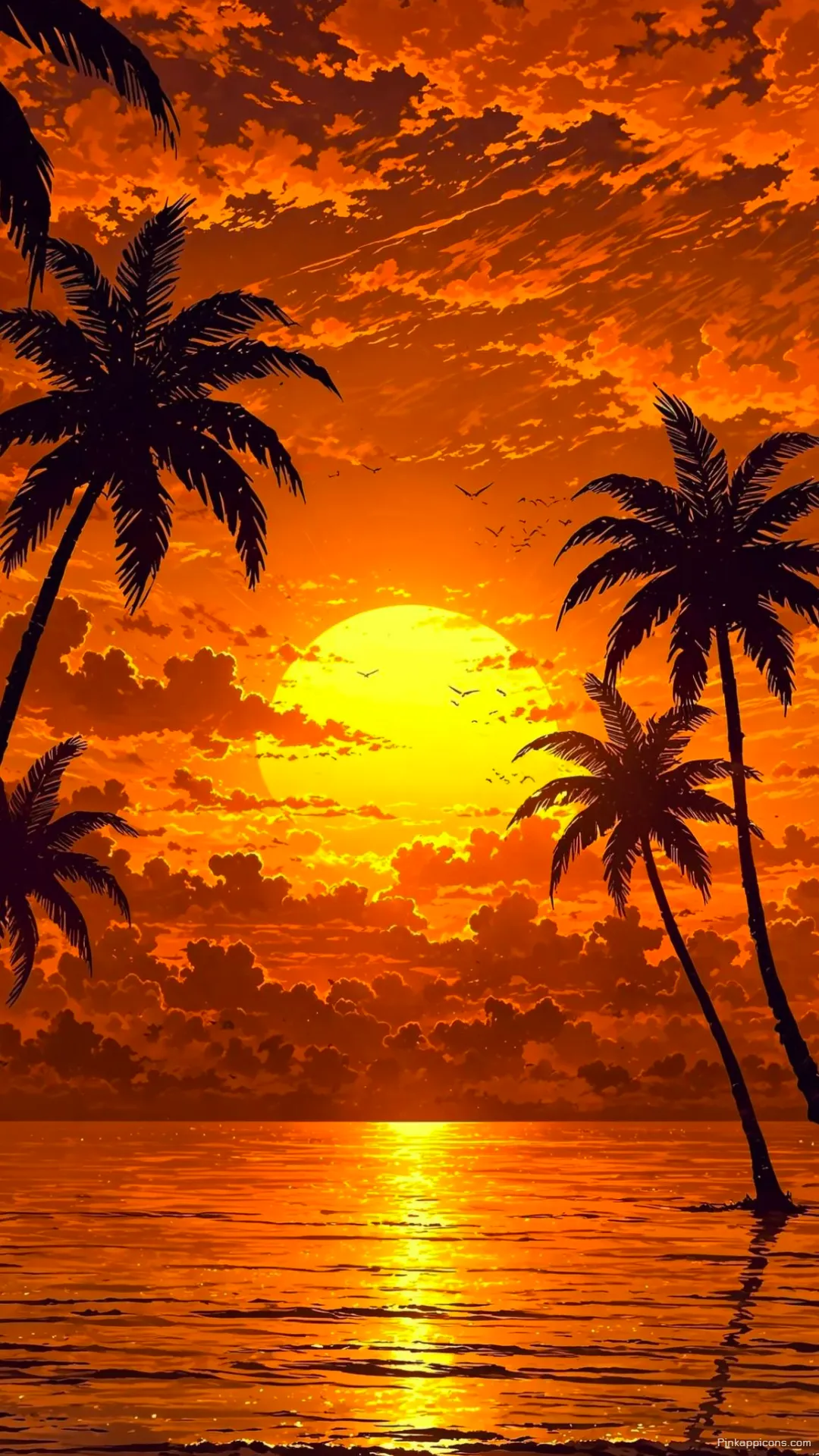 Vibrant Ocean Sunset Wallpaper with Reflections Vibrant Ocean Sunset Wallpaper with Reflections