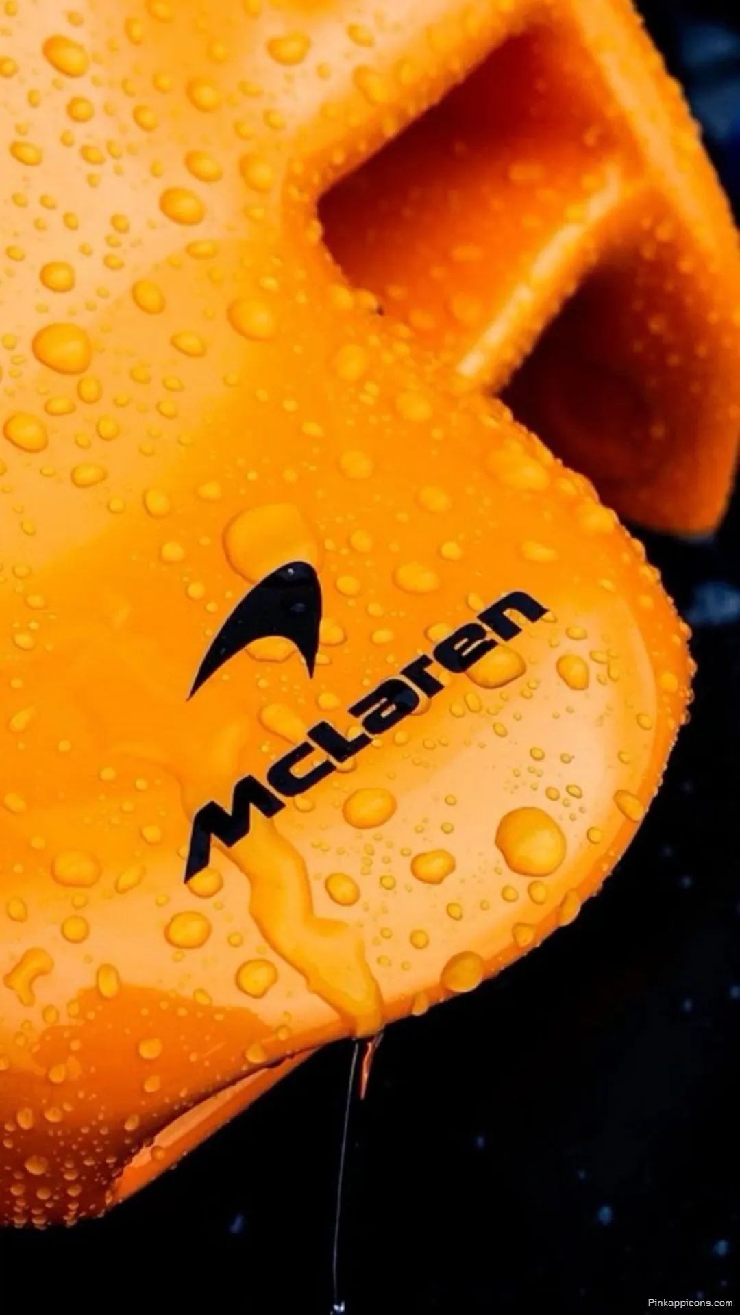 Vibrant Orange McLaren Wallpaper with Glistening Water Droplets Refreshing Phone Background Vibrant Orange McLaren Wallpaper with Glistening Water Droplets – Refreshing Phone Background