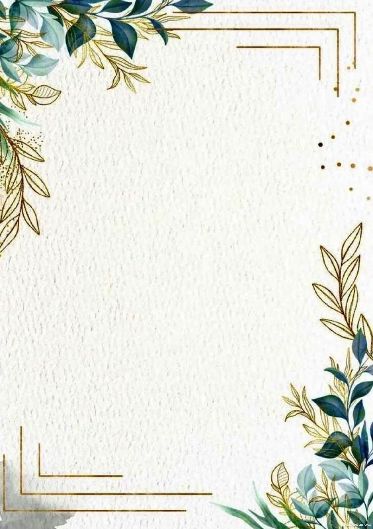 Watercolor Greenery with Gold Foil Chic Border Design Ideas Watercolor Greenery with Gold Foil Chic Border Design Ideas.