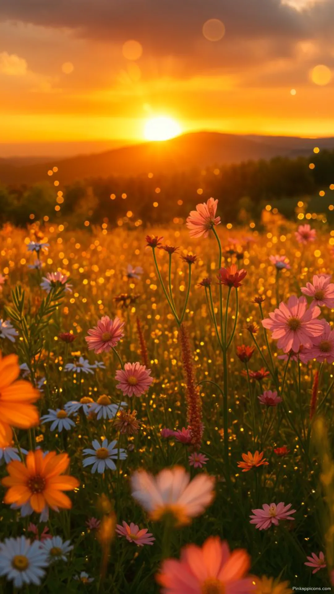Wildflower Field Sunset Wallpaper for Phones Wildflower Field Sunset Wallpaper for Phones