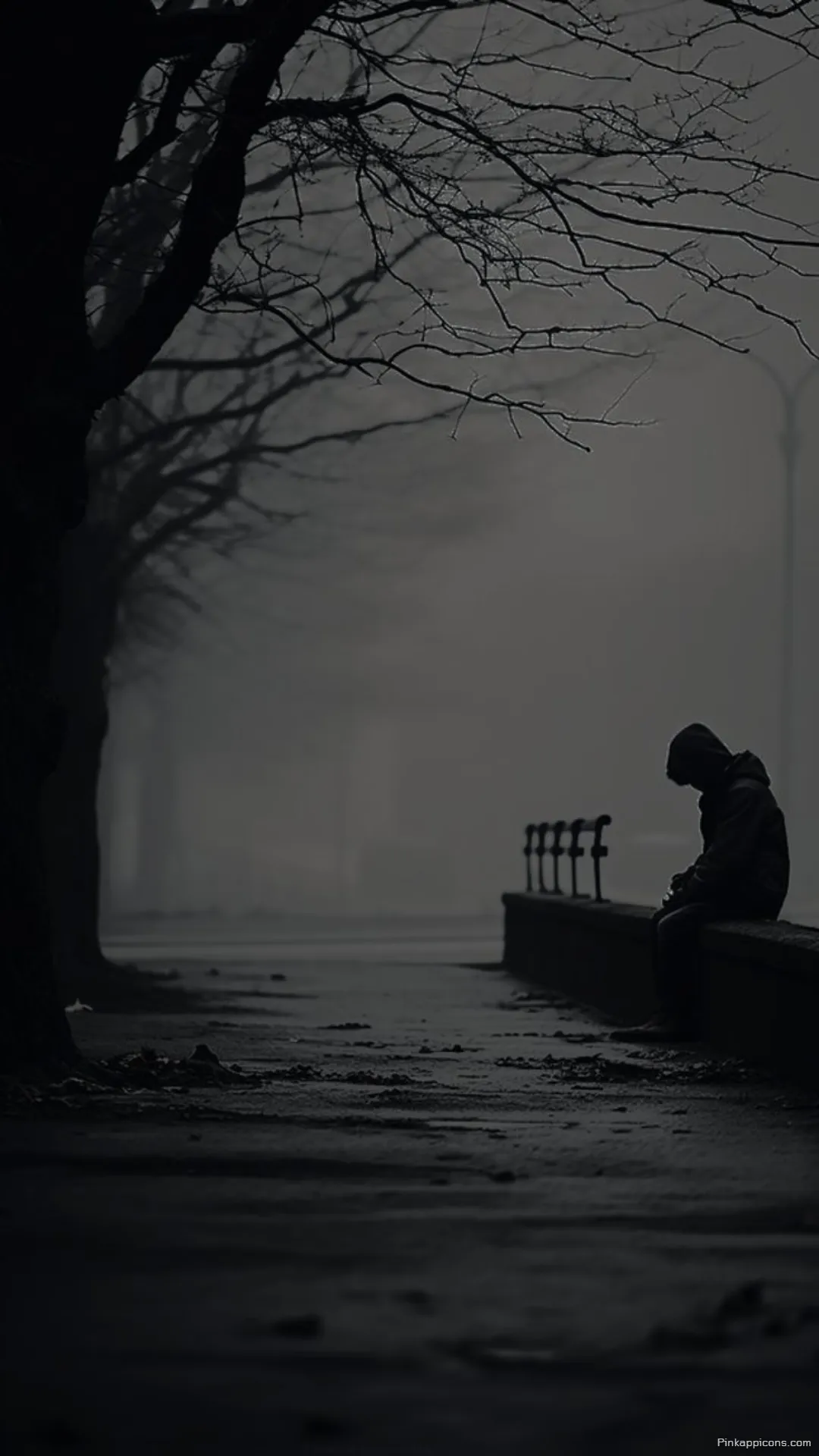 Winter Loneliness A Grayscale Sad Wallpaper Depicting Solitude on a Cold Bench Winter Loneliness A Grayscale Sad Wallpaper Depicting Solitude on a Cold Bench
