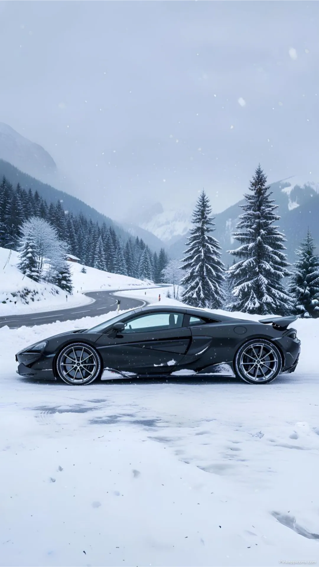 Winter McLaren Wallpaper Dark Vehicle Against Snowy Peaks for an Adventurous Phone Theme Winter McLaren Wallpaper – Dark Vehicle Against Snowy Peaks for an Adventurous Phone Theme