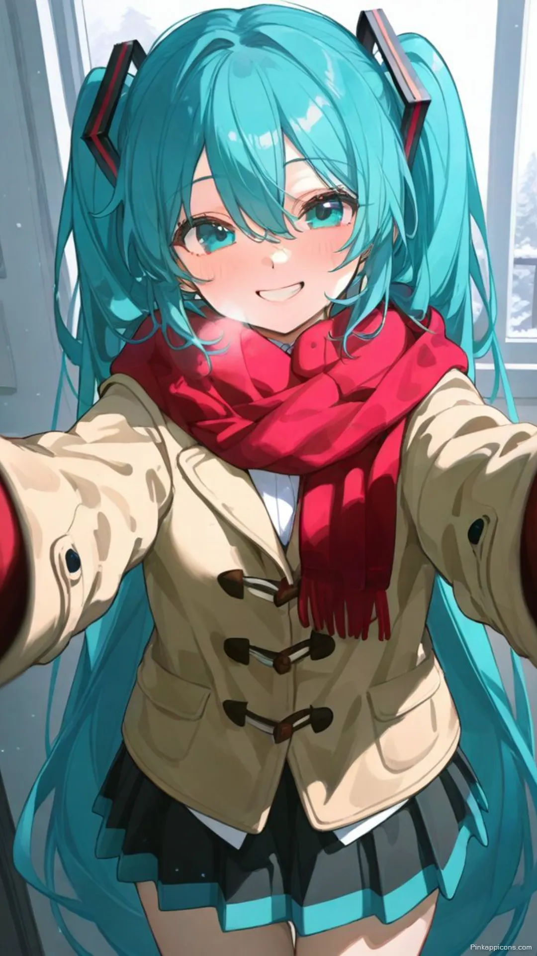 Winter Miku Wallpaper Cute Hatsune Miku with Scarf Phone Background Winter Miku Wallpaper Cute Hatsune Miku with Scarf Phone Background