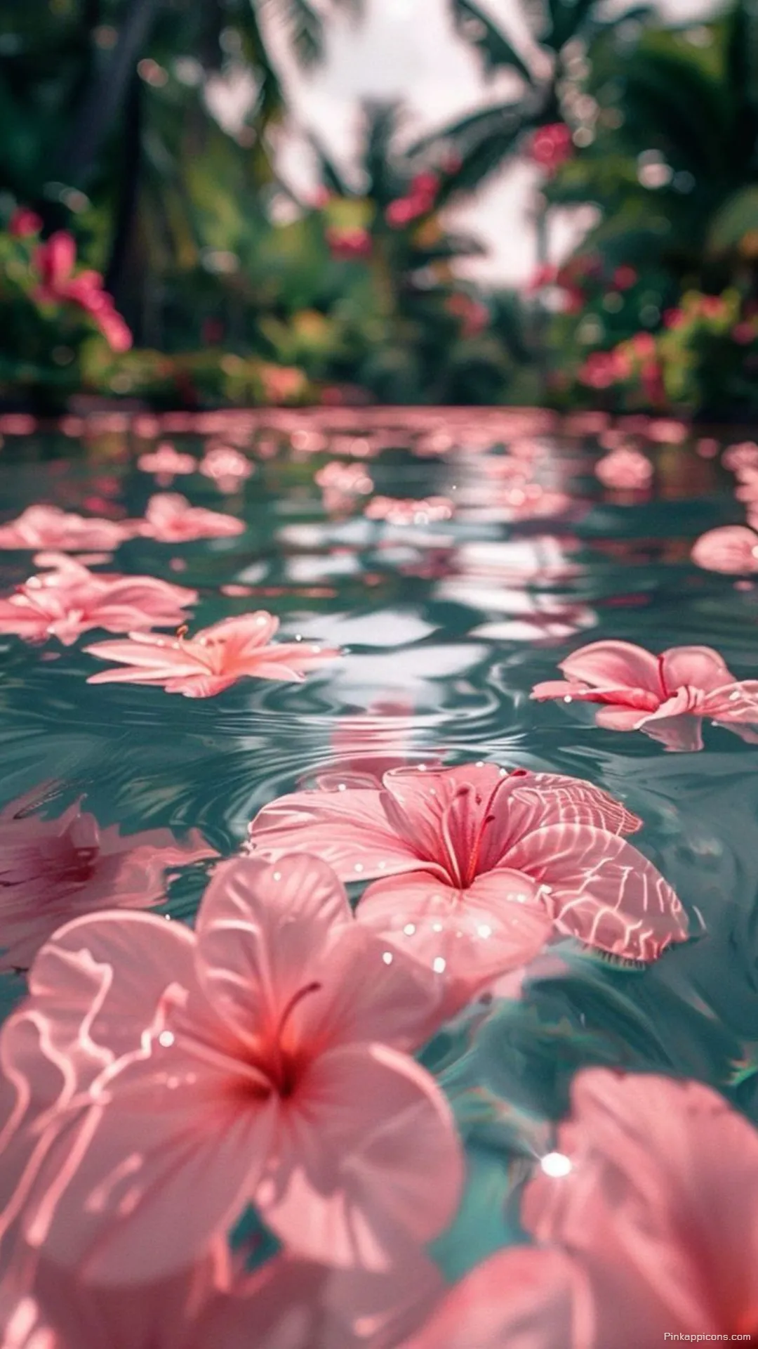 ropical Spring Wallpaper Pink Flowers on Water ropical Spring Wallpaper Pink Flowers on Water