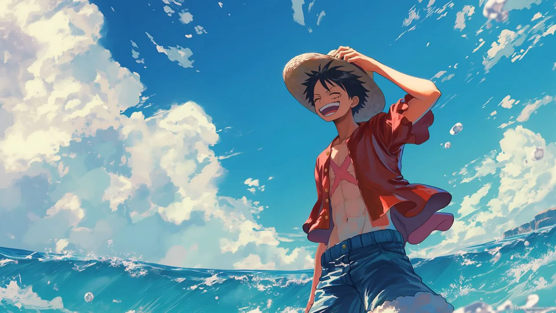 A Joyful Monkey D. Luffy Enjoying a Sunny Day at Sea A One Piece Laptop Anime Wallpaper A Joyful Monkey D. Luffy Enjoying a Sunny Day at Sea A One Piece Laptop Anime Wallpaper.