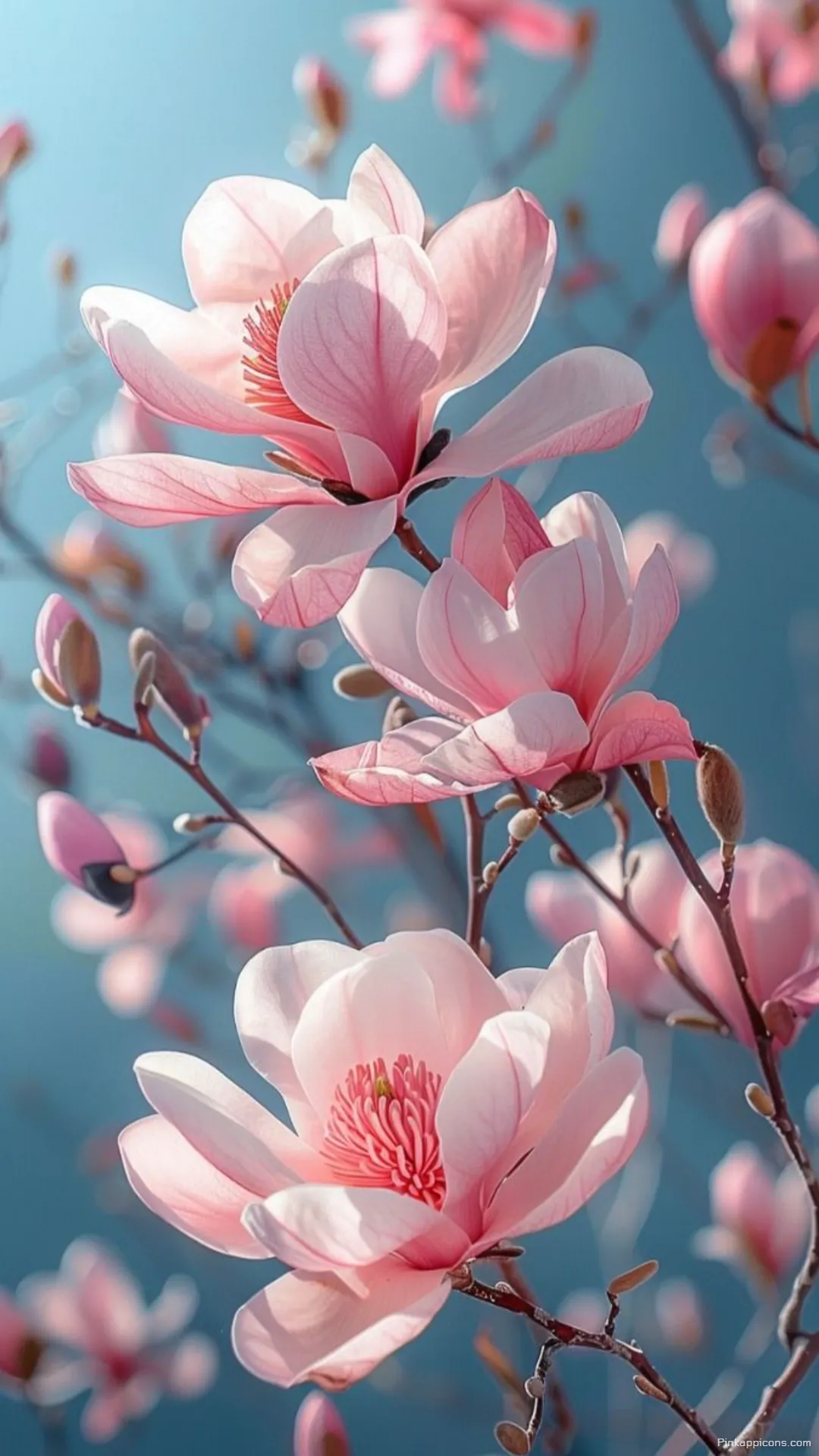 A serene and aesthetic close up of beautiful blooming flowers magnolia wallpaper for your phone A serene and aesthetic close-up of beautiful blooming flowers magnolia wallpaper for your phone.