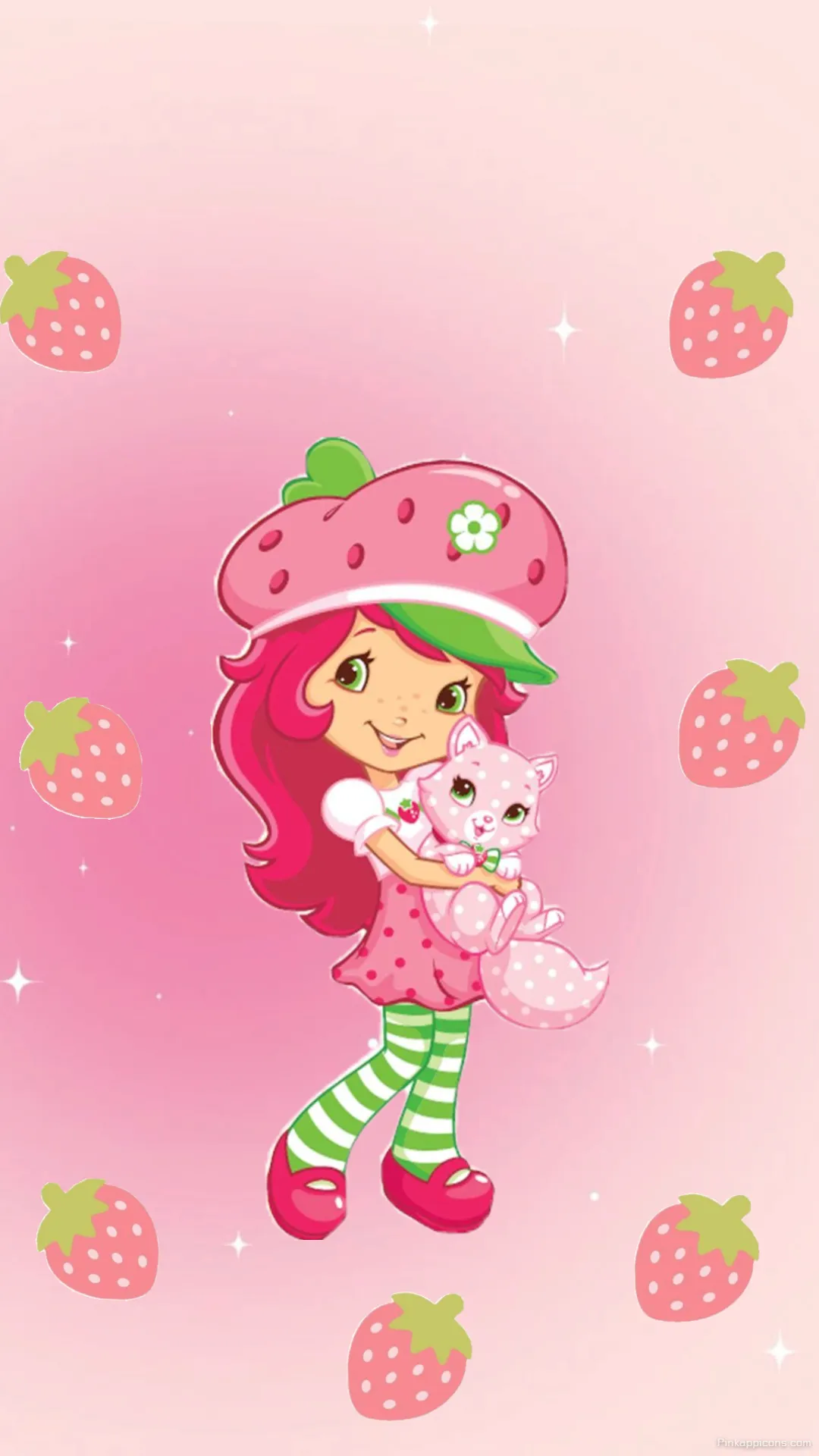Adorable Strawberry Shortcake Wallpaper Featuring Her and Her Cute Pink Cat Custard Adorable Strawberry Shortcake Wallpaper Featuring Her and Her Cute Pink Cat Custard